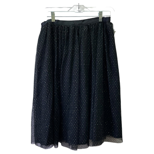 Skirt Midi By Zara Basic In Black & Gold, Size:L