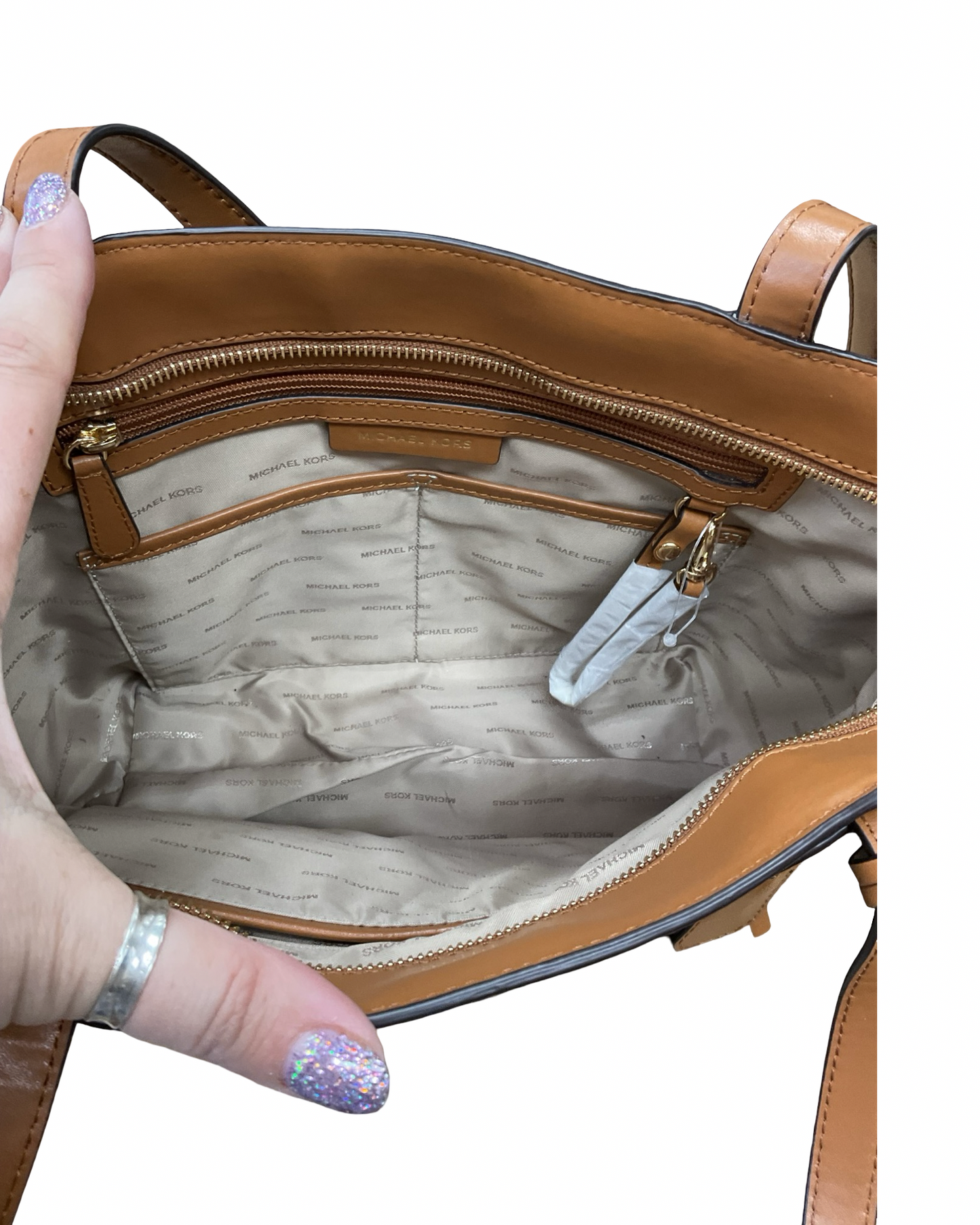 Handbag Designer By Michael Kors In Brown, Size:Large