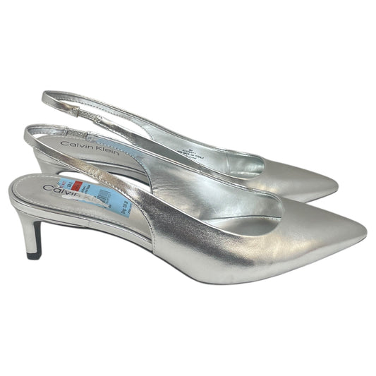Shoes Heels Kitten By Calvin Klein In Silver, Size:8