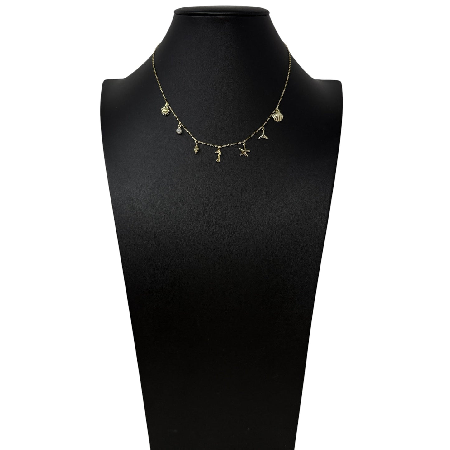 Gold Over Sterling Silver Sea Life Delicate Chain Charm Necklace