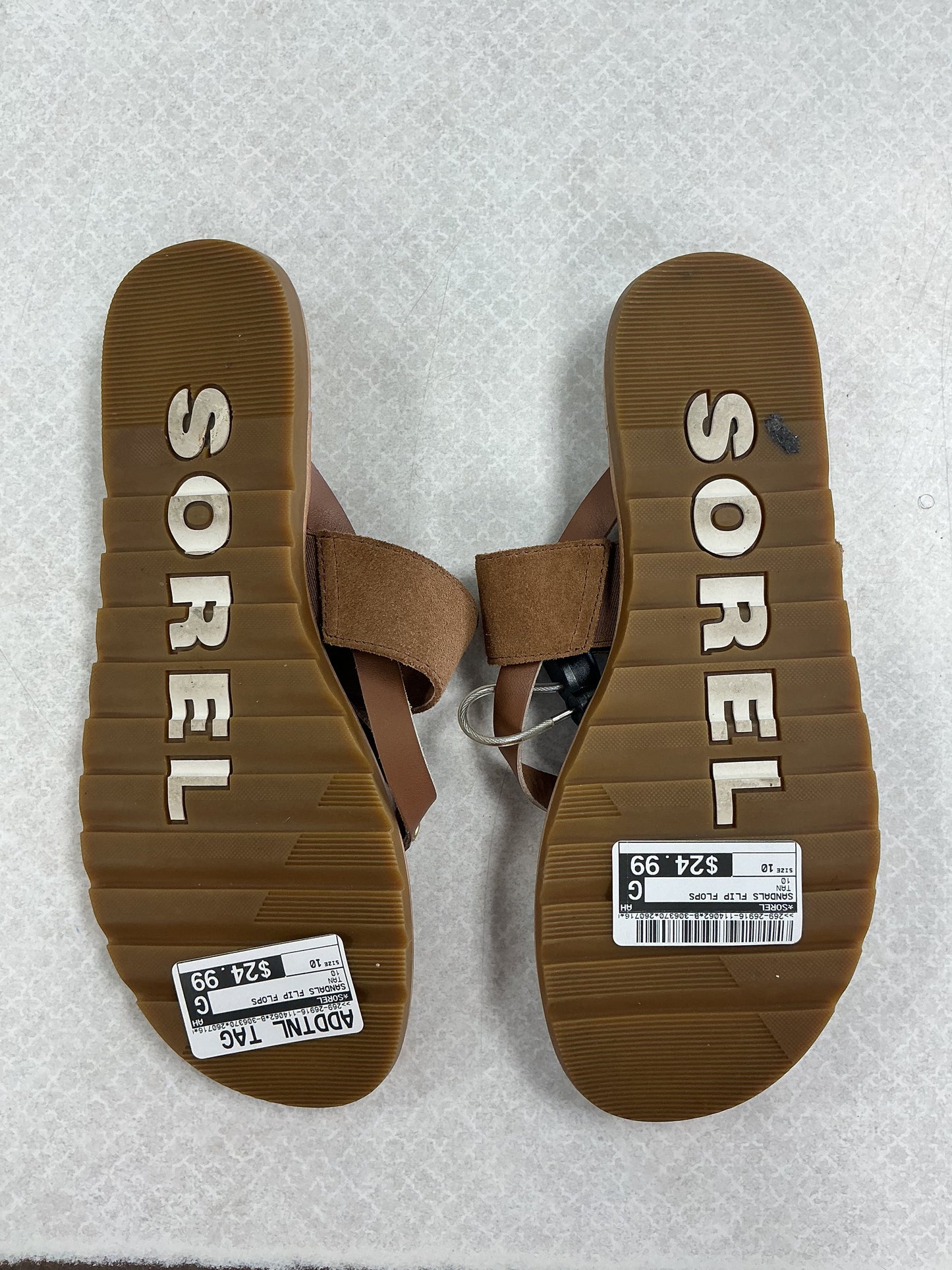 Sandals Flip Flops By Sorel In Tan, Size:10