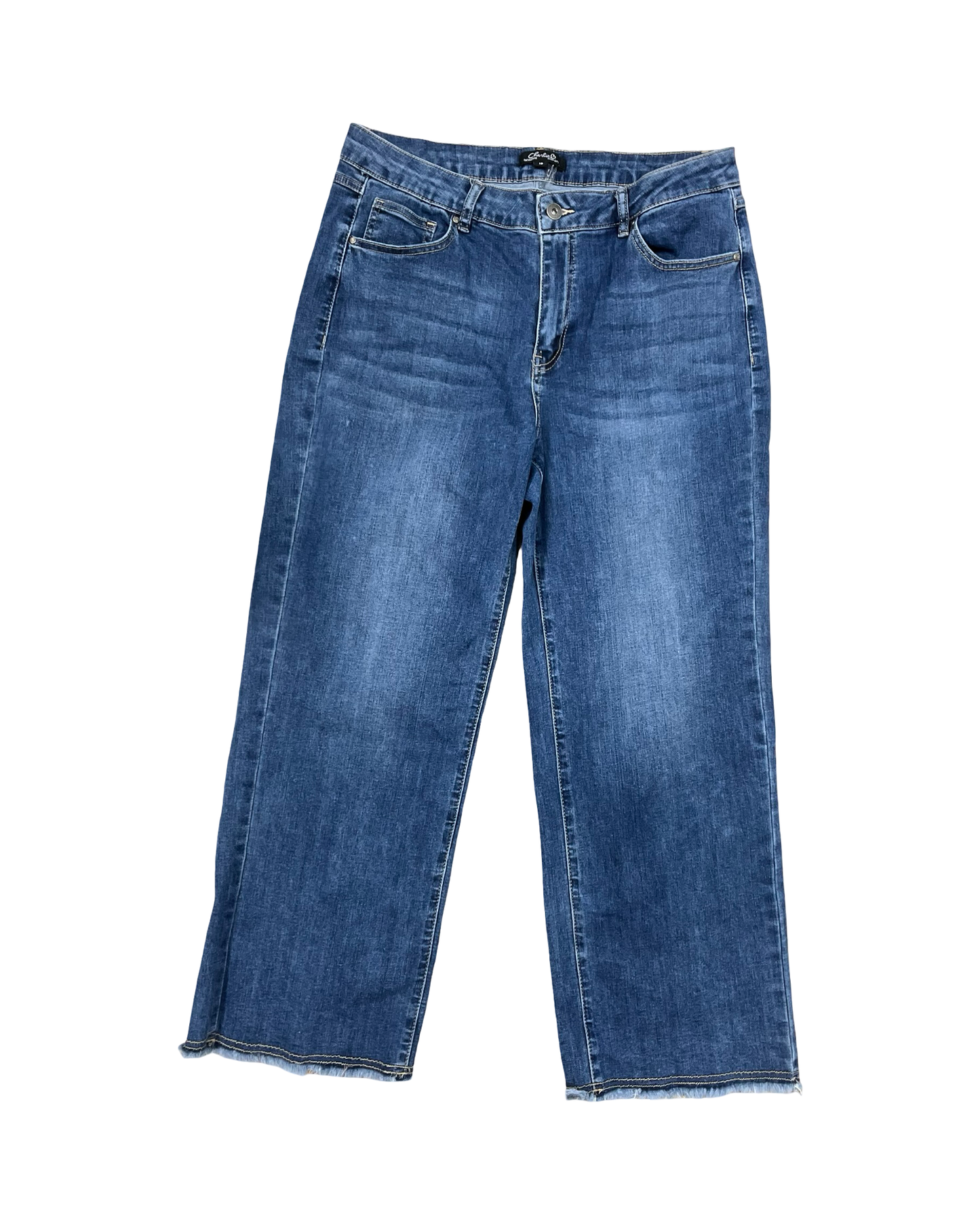 Jeans Straight By Charlie B In Blue Denim, Size:12