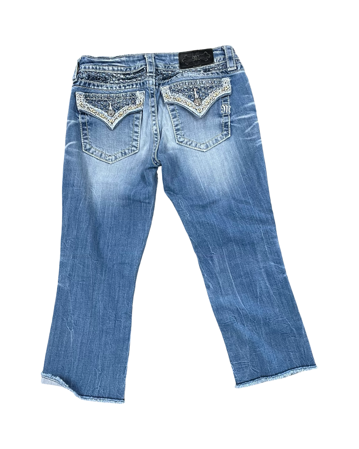 Jeans Cropped By Miss Me In Blue Denim, Size:28