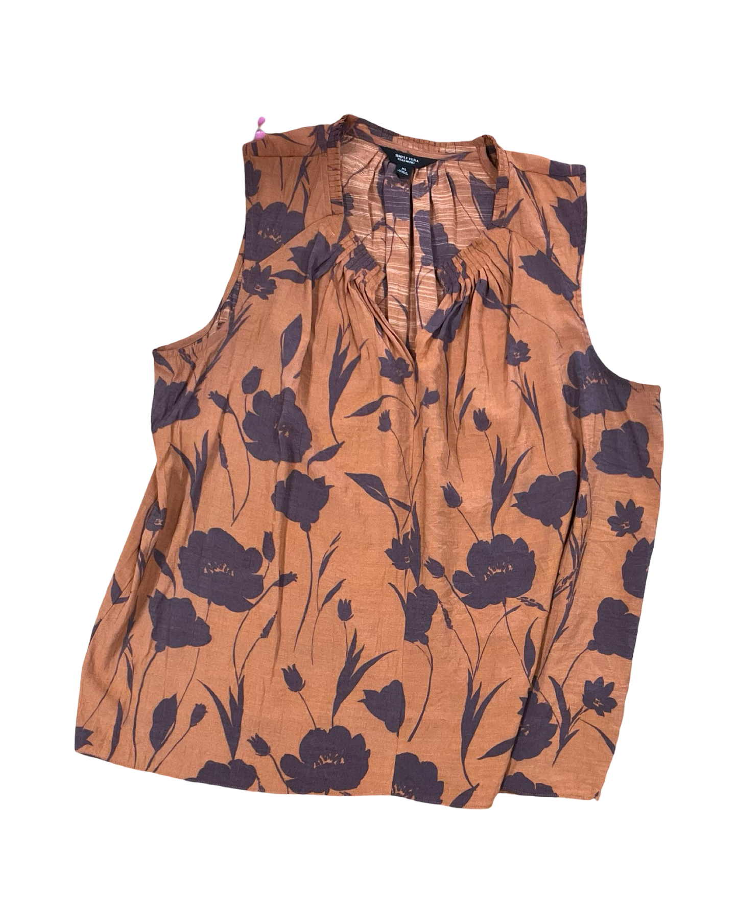 Top Sleeveless By Simply Vera In Orange & Purple, Size:Xl