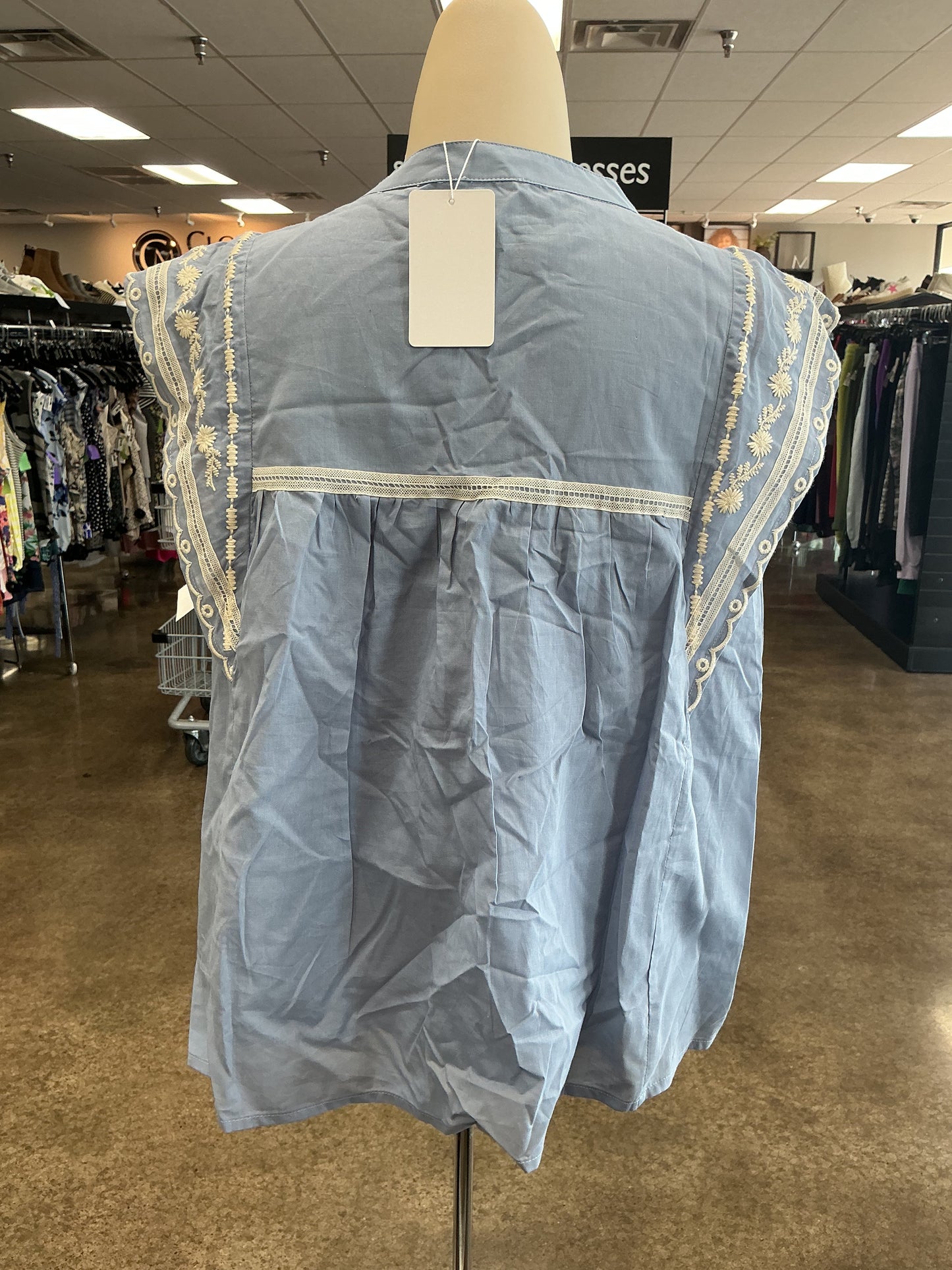 Top Ss By Fate In Blue & Cream, Size:S