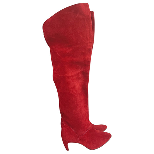 Boots Over-The-Knee Heels By CMC In Red, Size:9.5