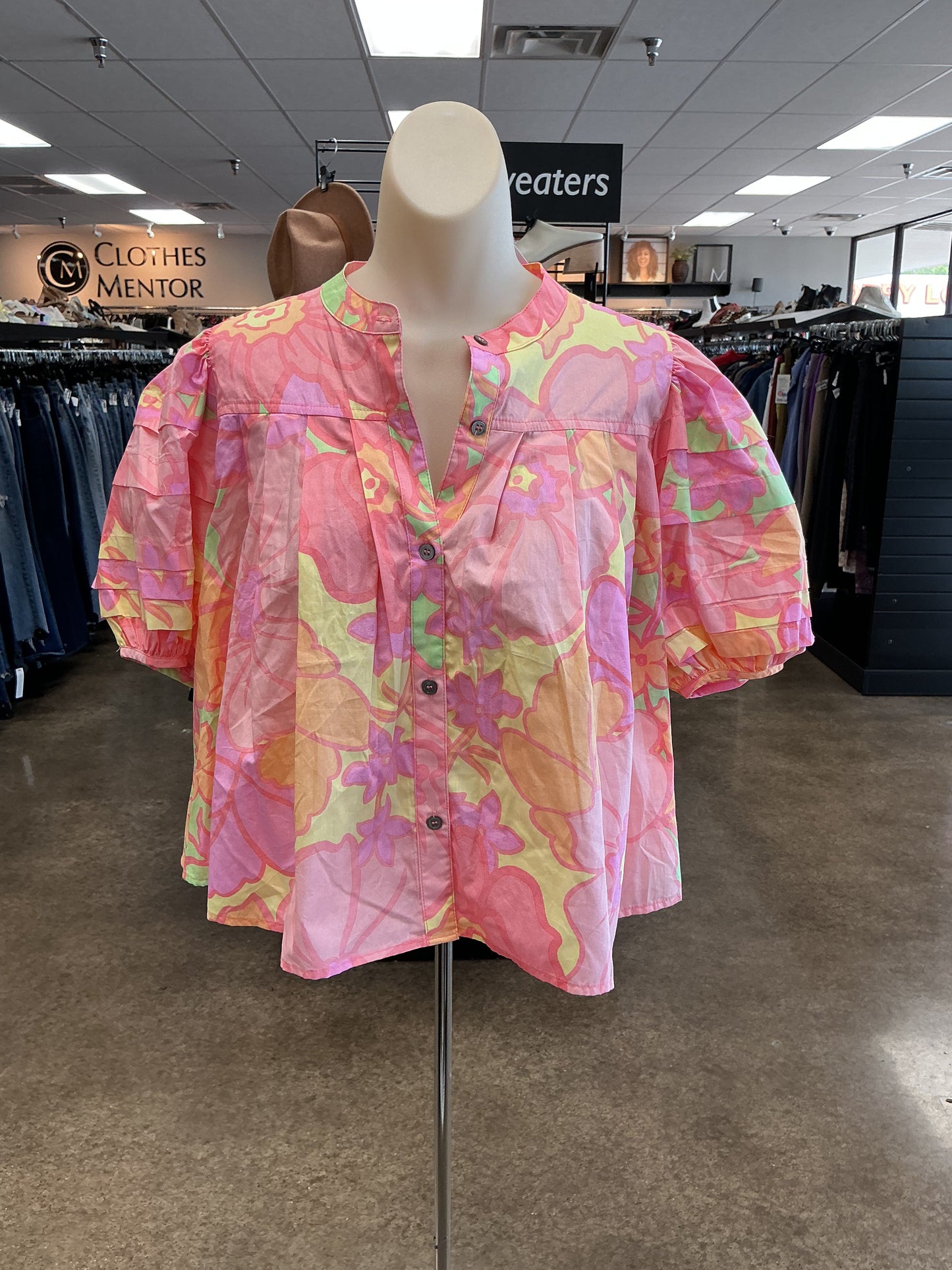 Top Ss By Karlie In Pink & Yellow, Size:S