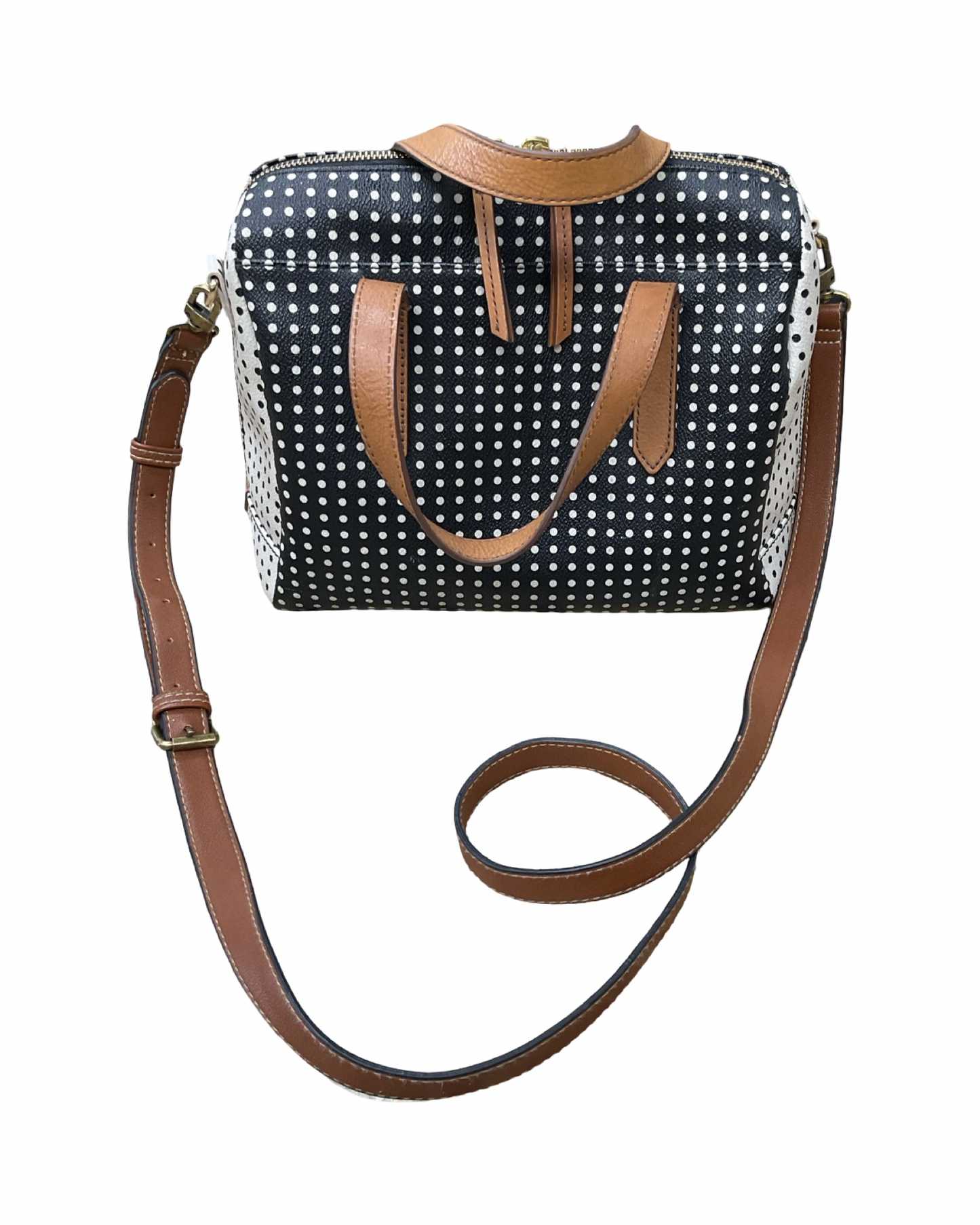 Handbag By Fossil In Black & Cream, Size:Medium