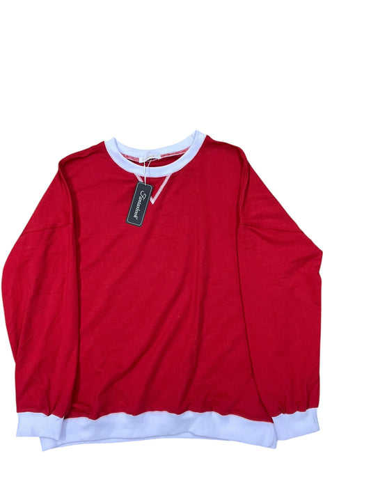 Sweatshirt Crewneck By Clothes Mentor In Red & White