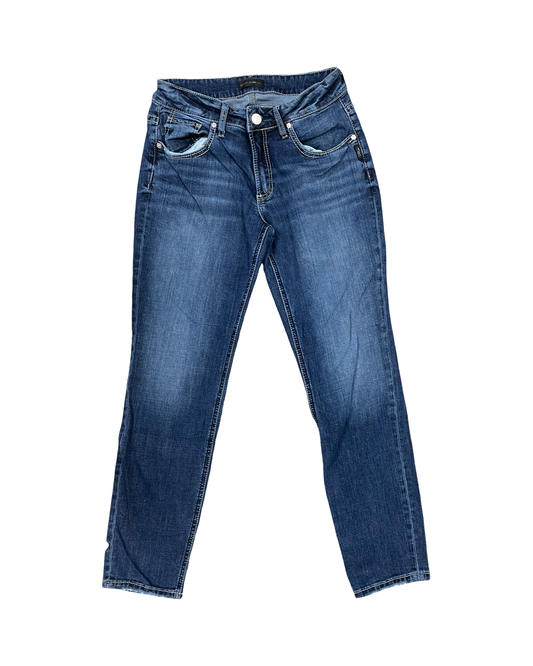 Jeans Straight By Silver In Blue Denim, Size:8