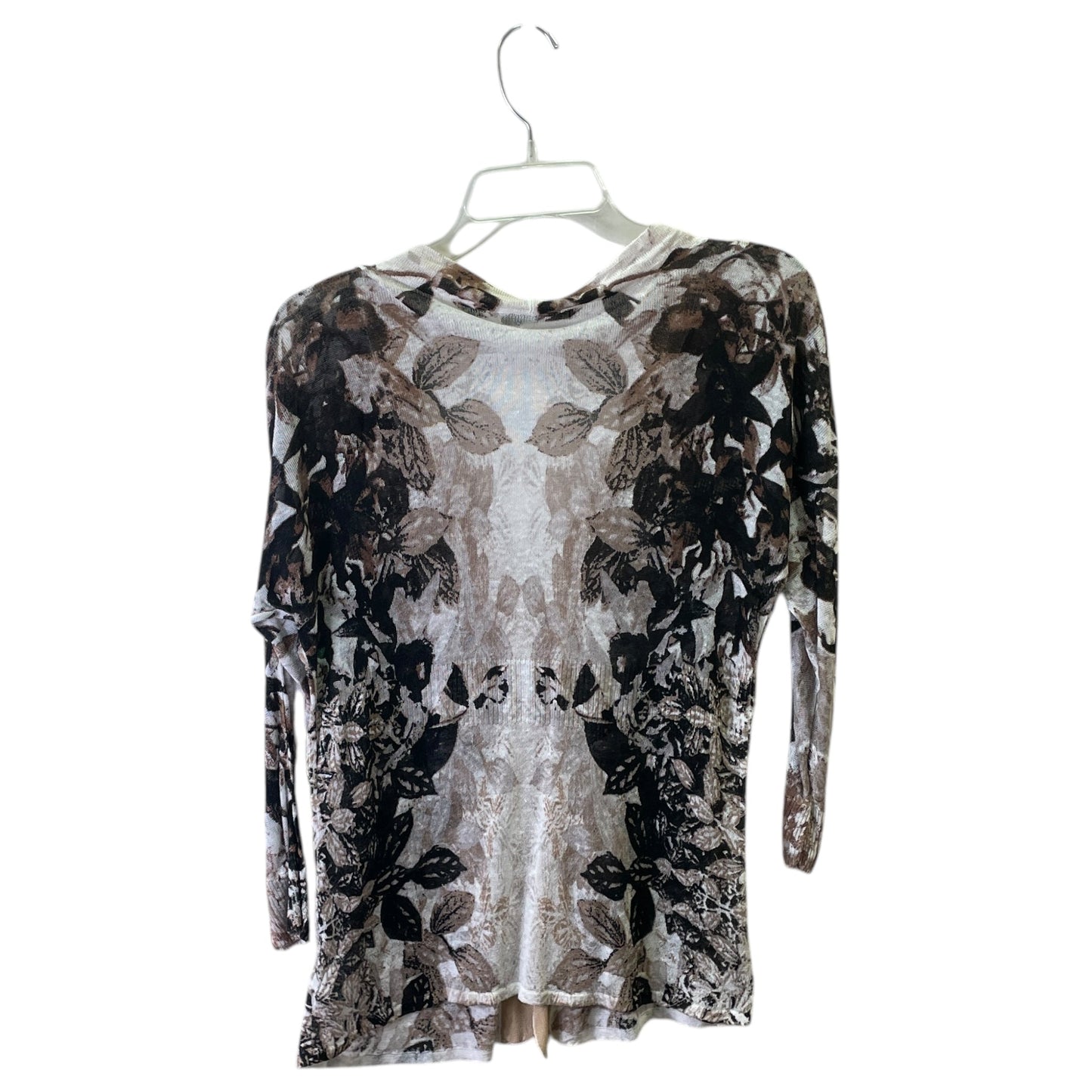 Sweater Cardigan By Nic + Zoe In Black & Cream, Size:L