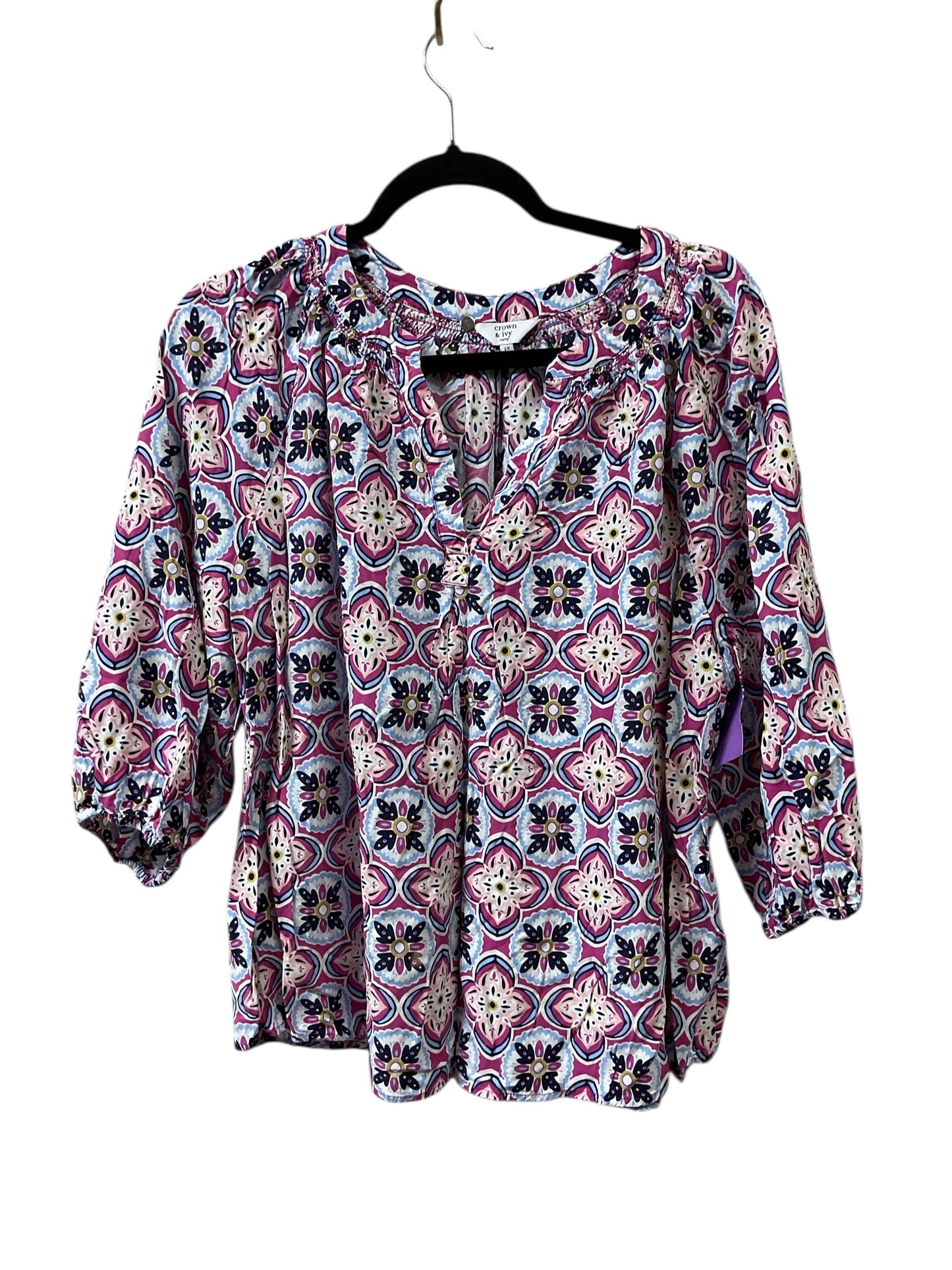 Top 3/4 Sleeve By Crown And Ivy In Purple, Size:2X