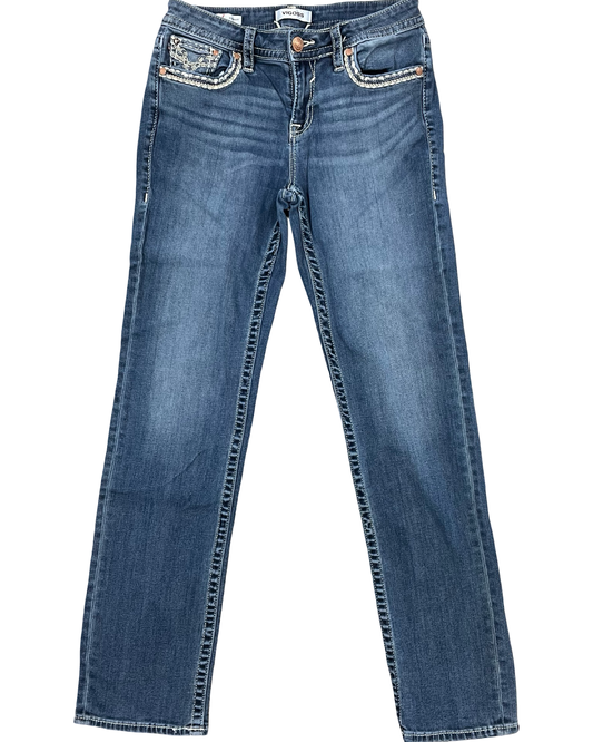 Jeans Straight By Vigoss In Blue Denim, Size:8