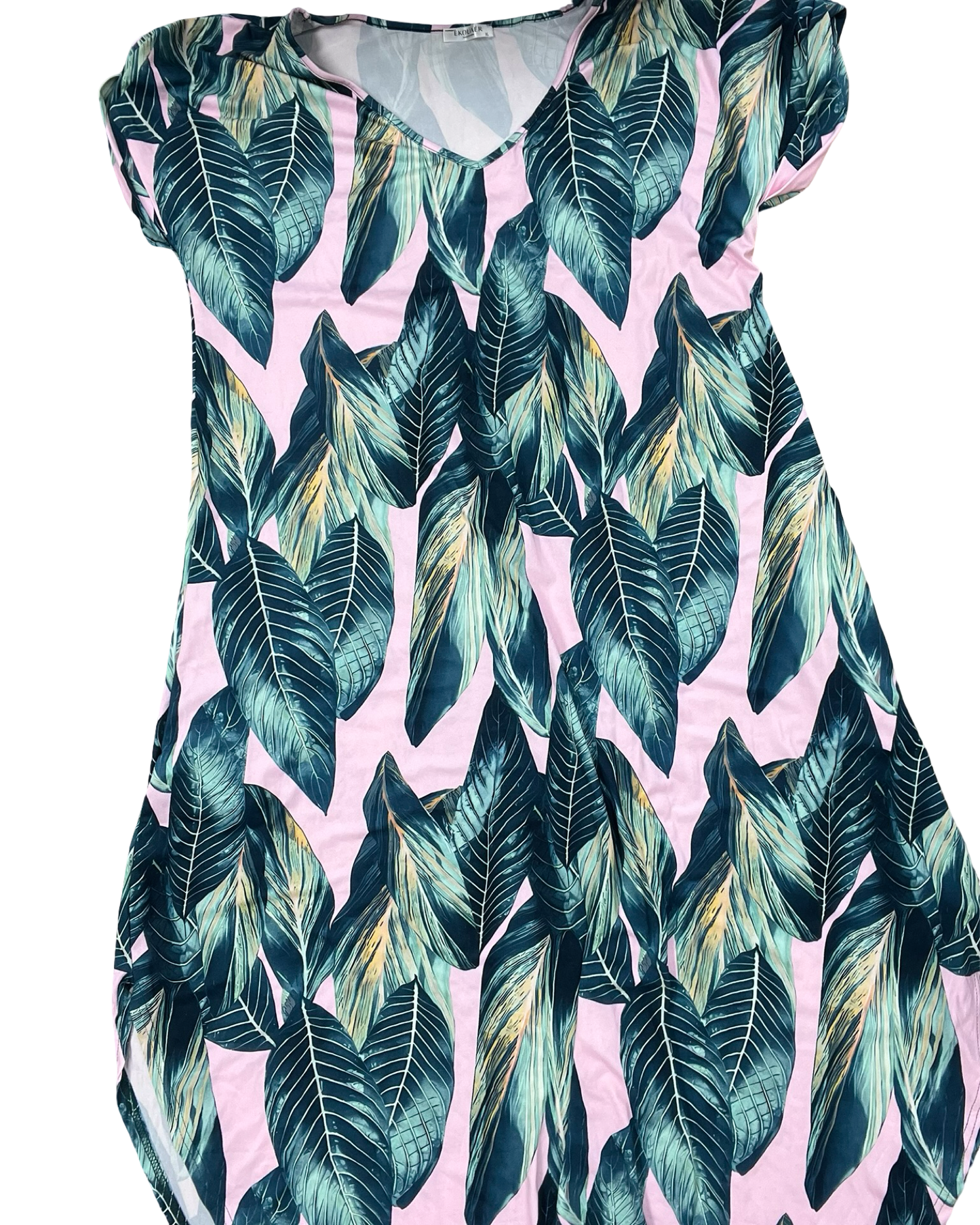 Dress Casual Maxi By Ekouaer In Green & Pink, Size:Xl