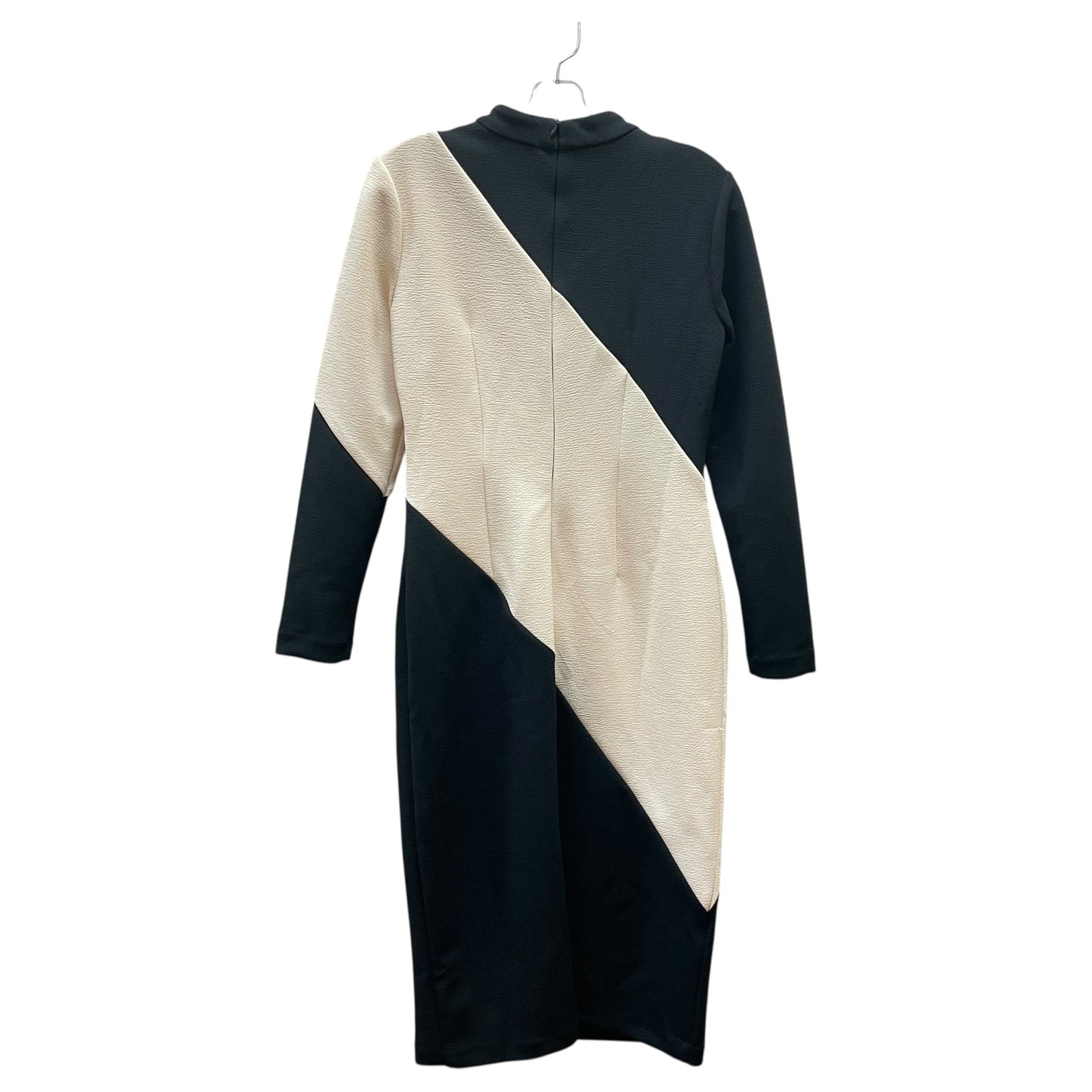 Dress Casual Midi By Maggy London In Black & Cream, Size:4