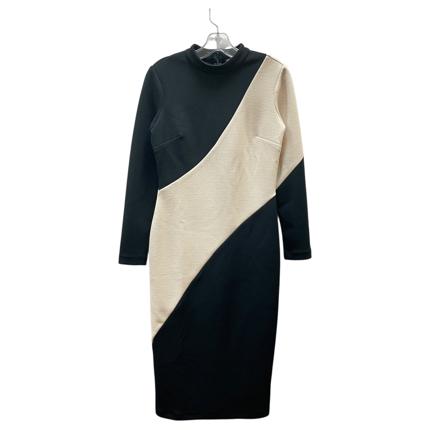 Dress Casual Midi By Maggy London In Black & Cream, Size:4