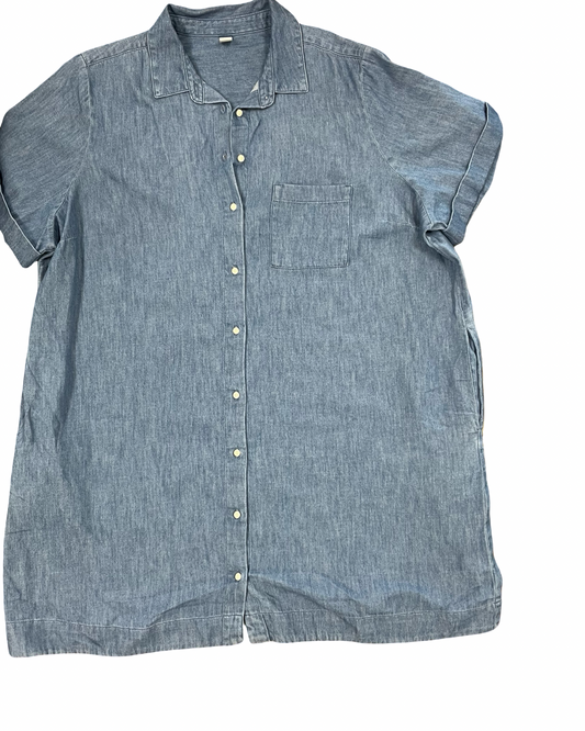 Dress Casual Midi By Old Navy In Blue Denim, Size:1X
