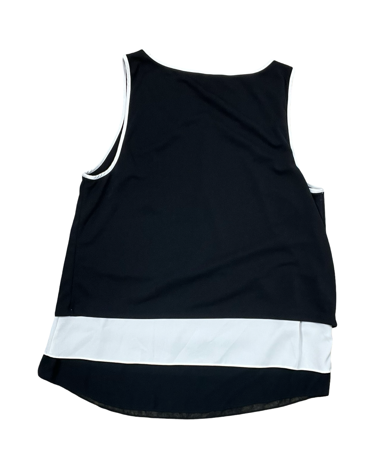 Top Sleeveless By Ann Taylor In Black & Cream, Size:L