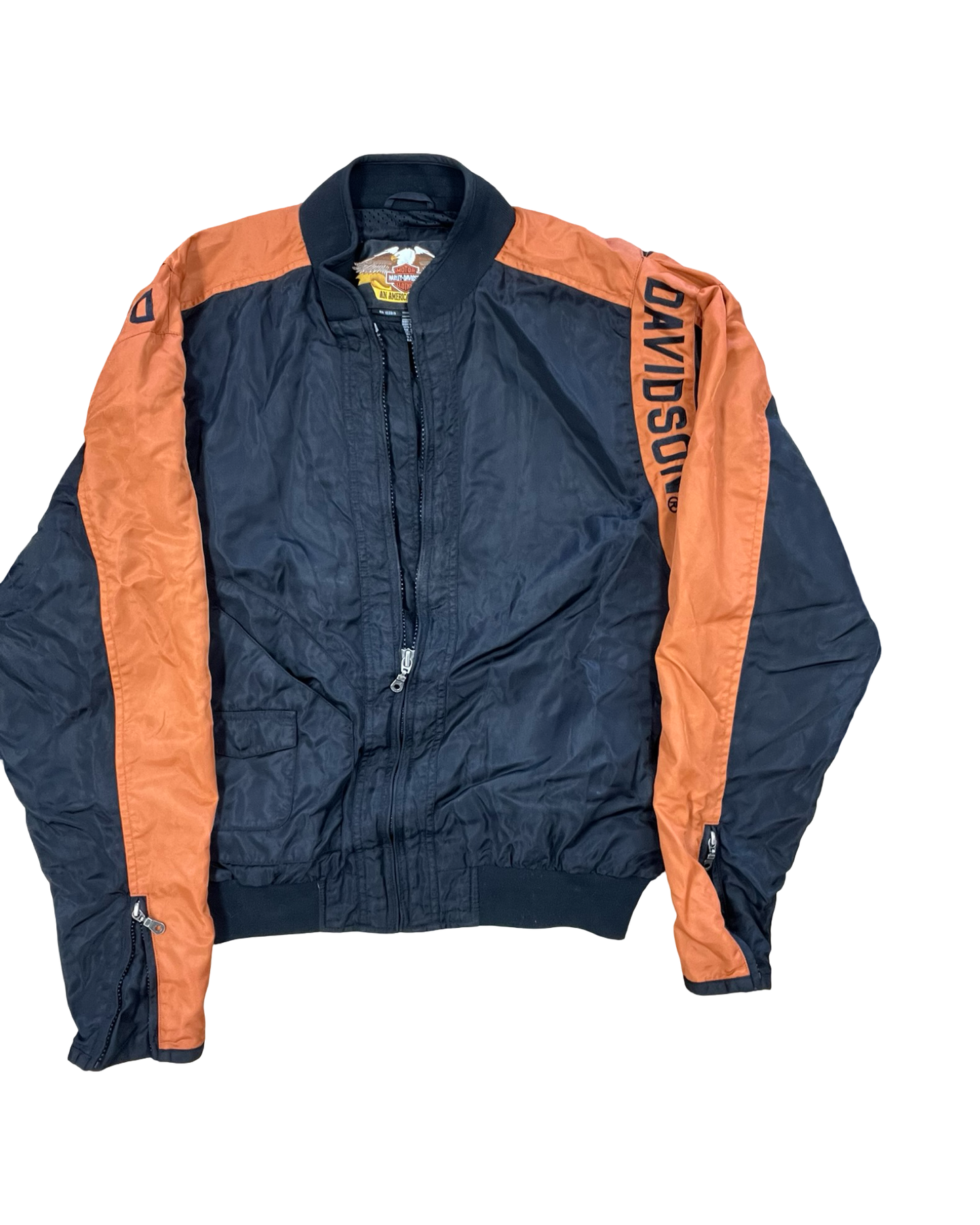 Jacket Moto By Harley Davidson In Black & Orange, Size:L
