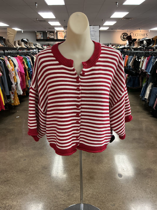 Sweater Ss By Peach Love Cream California In Red & White, Size:M