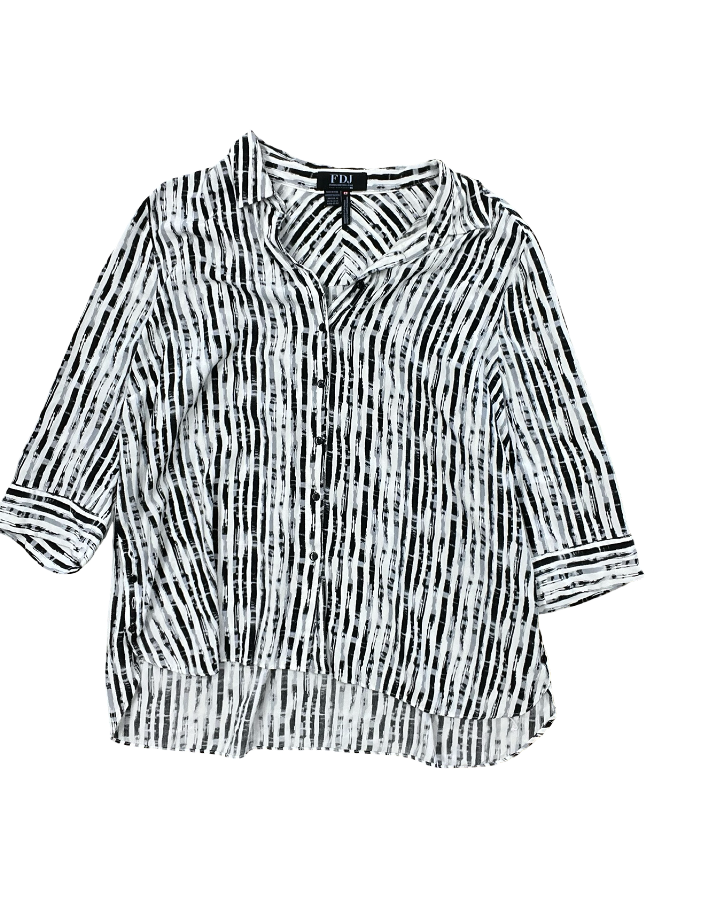 Blouse 3/4 Sleeve By French Dressing In Black & White, Size:L