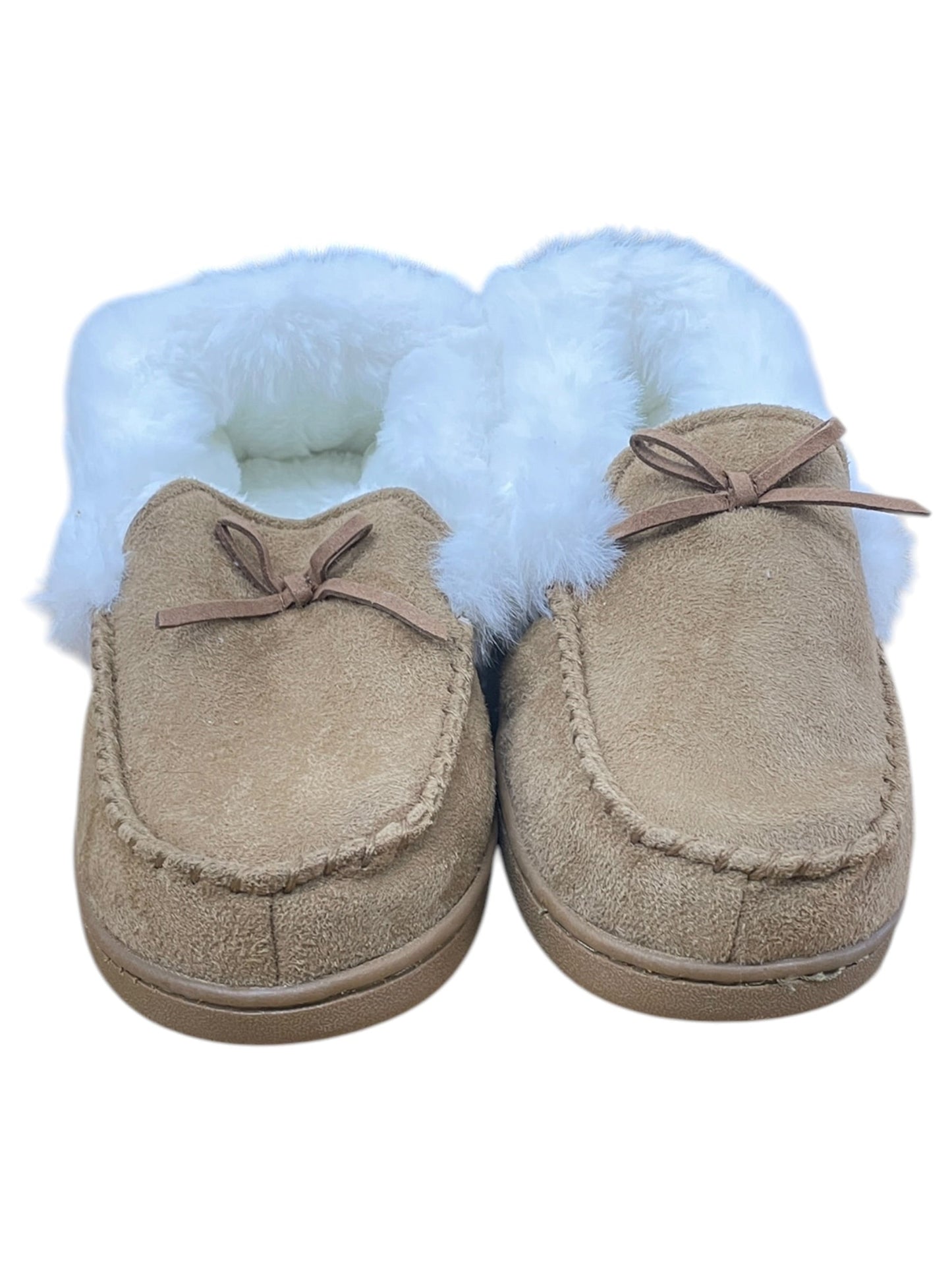 Slippers By Clothes Mentor In Tan & White, Size:10