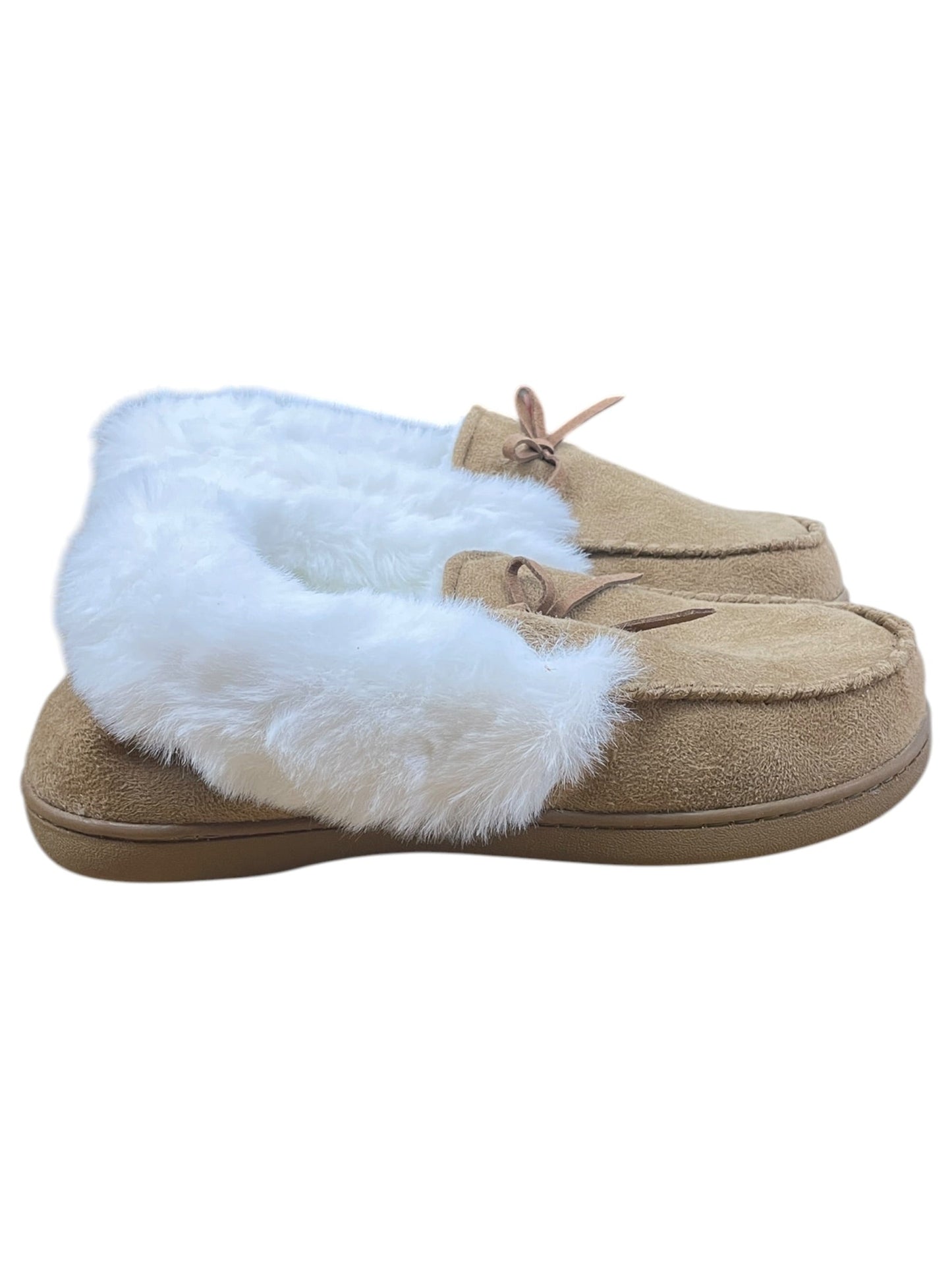 Slippers By Clothes Mentor In Tan & White, Size:10