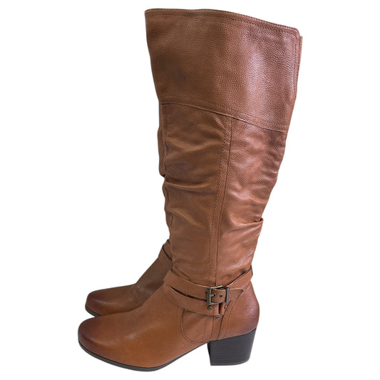 Boots Knee Flats By ARRAY In Tan, Size:12