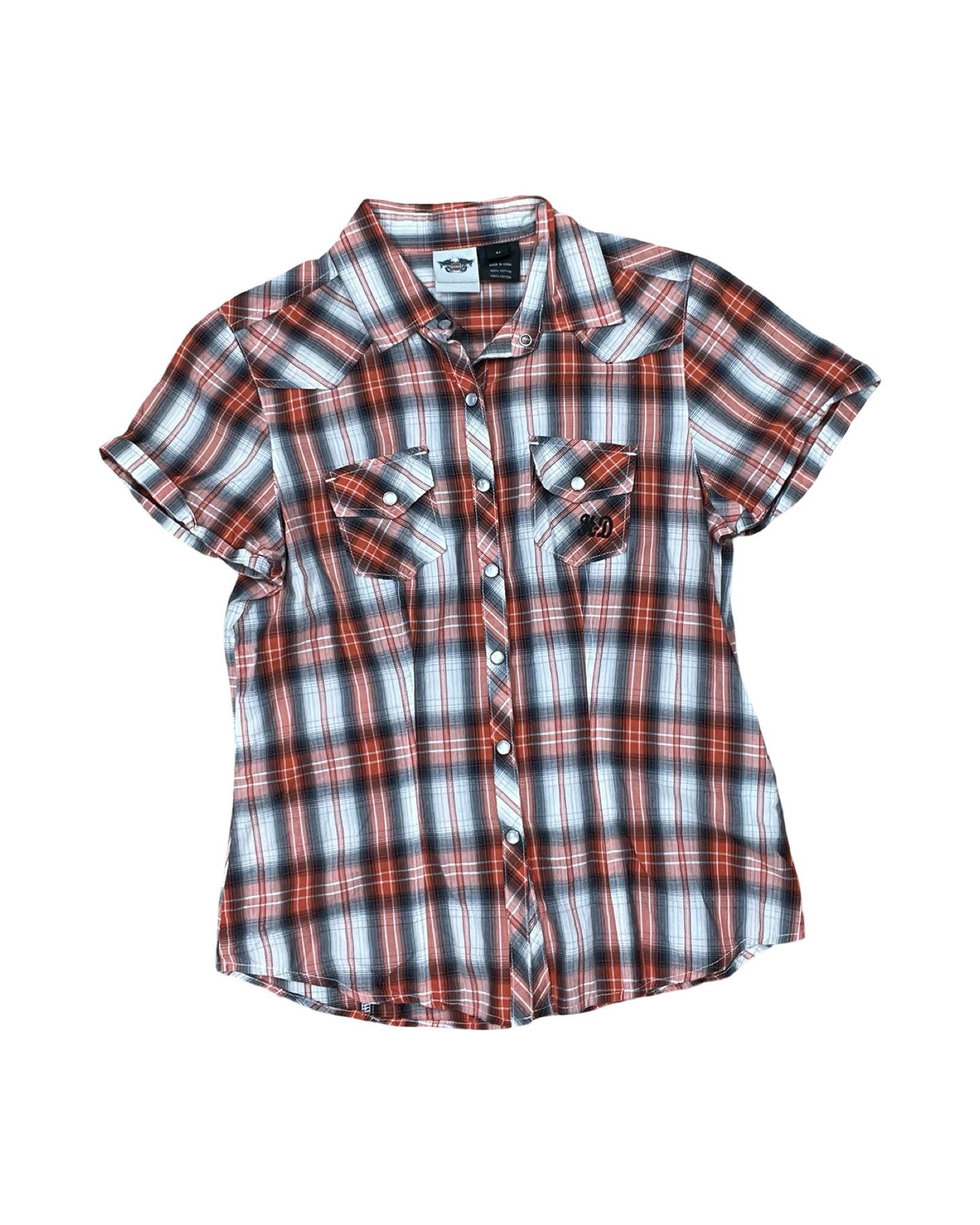 Blouse Ss By Harley Davidson In Black & Orange, Size:M