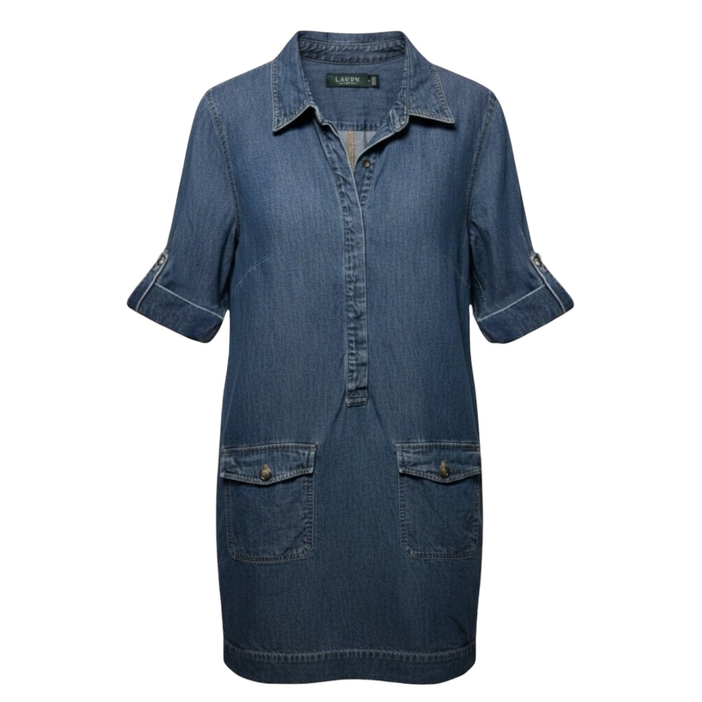Denim Shift Dress By Lauren By Ralph Lauren In Blue Denim, Size: M