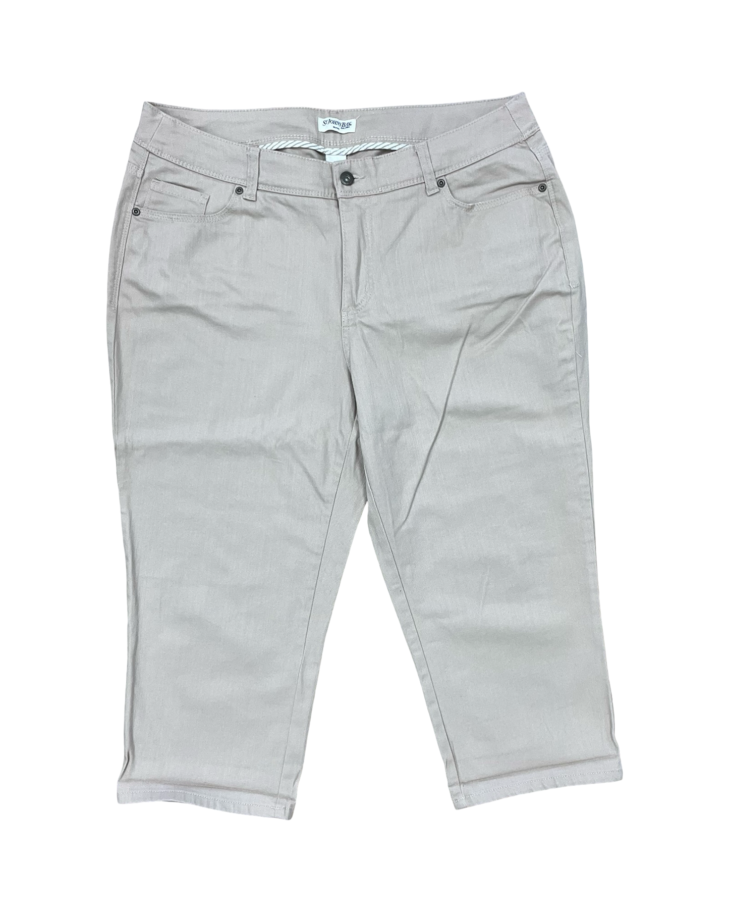 Jeans Cropped By St Johns Bay In Tan Denim, Size:18