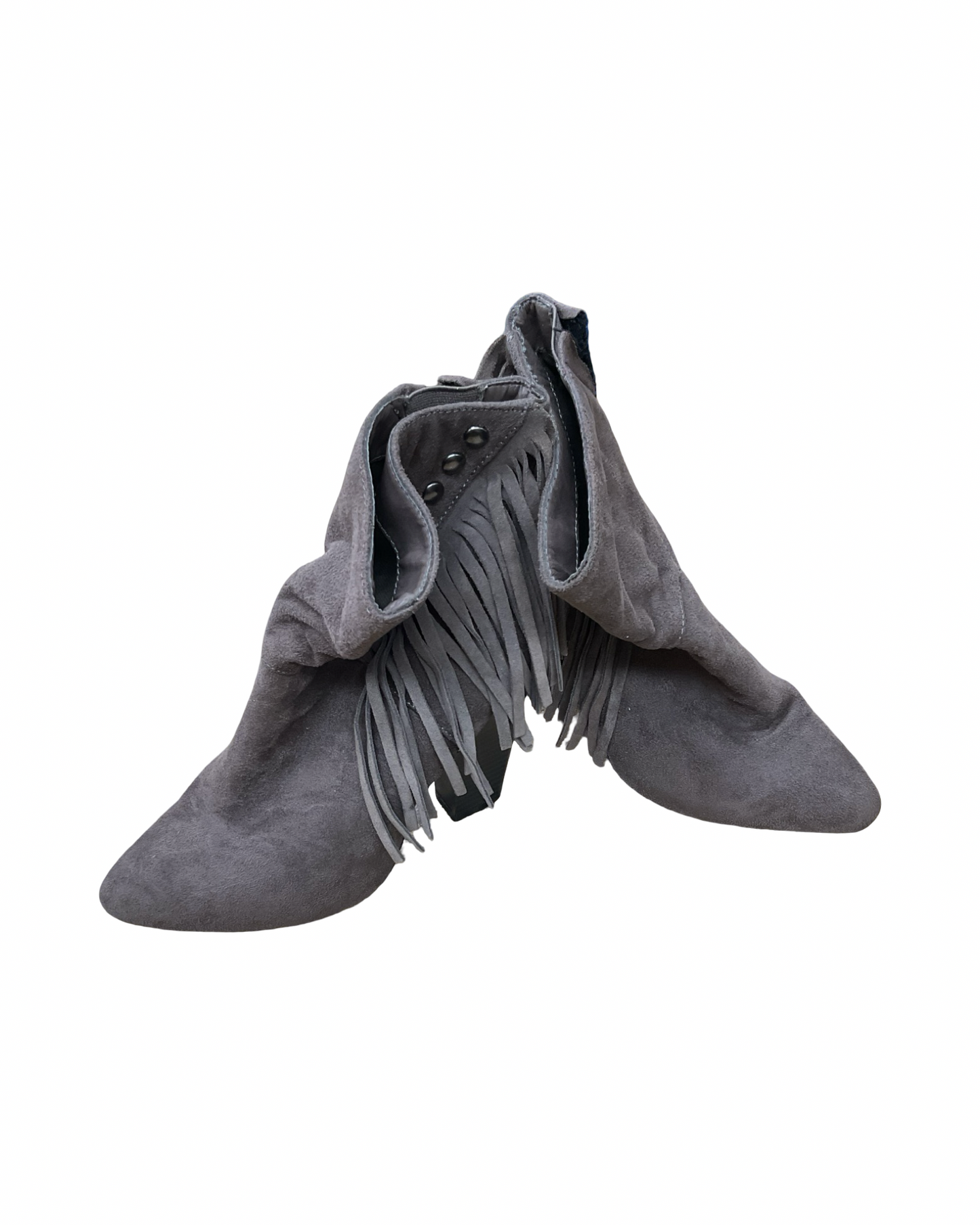 Boots Ankle Heels By Clothes Mentor In Grey, Size:6