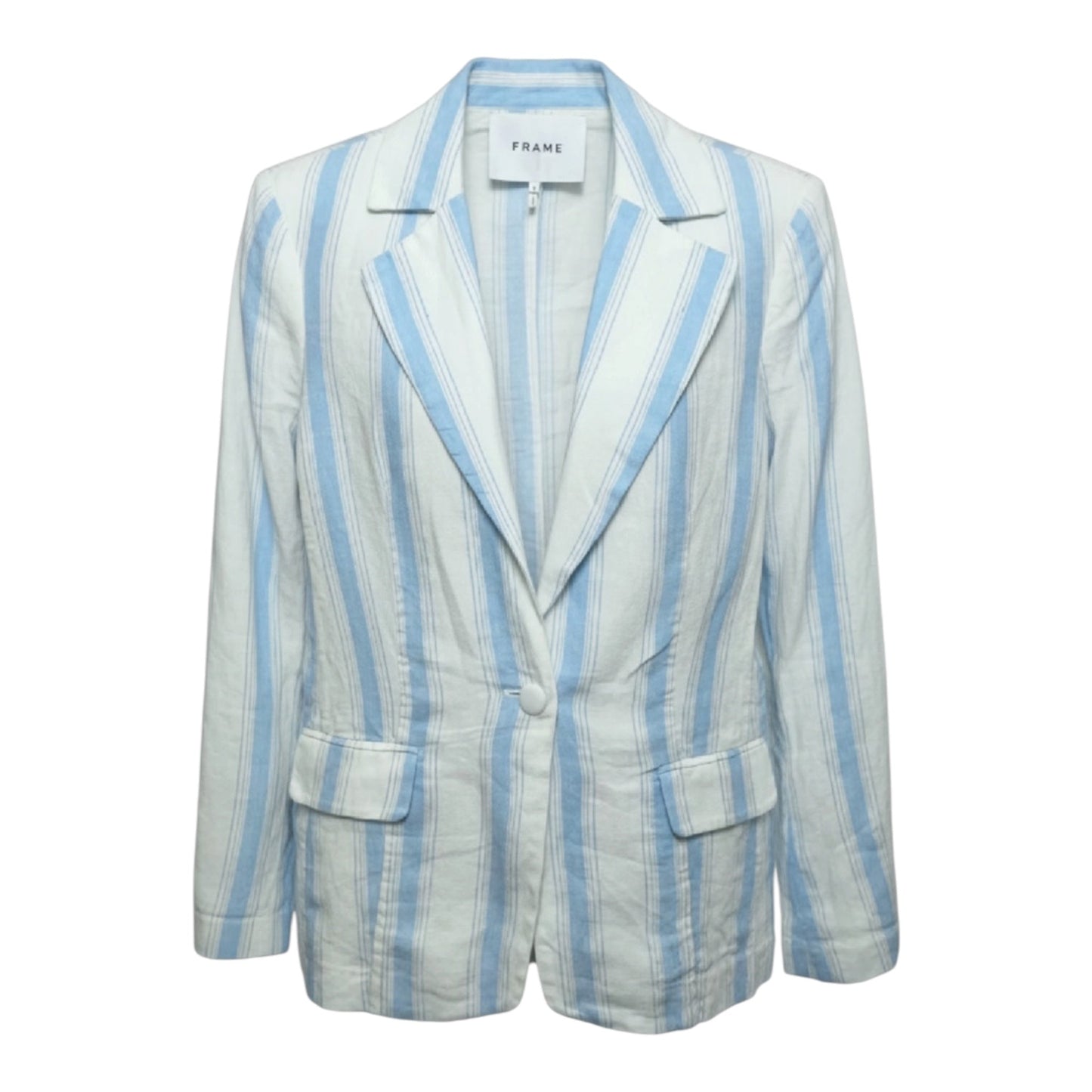 Classic Stripe Linen Blazer By Frame In Striped Pattern, Size: 4