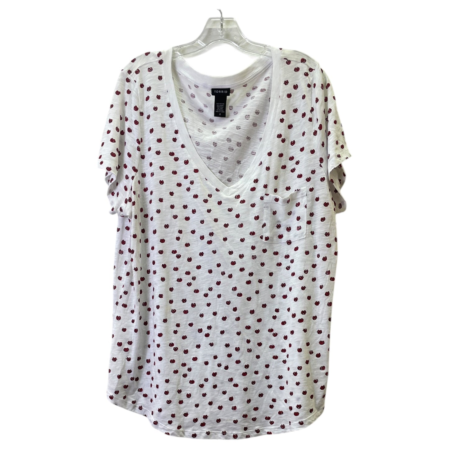 Top Ss Basic By Torrid In Red & White, Size:2X