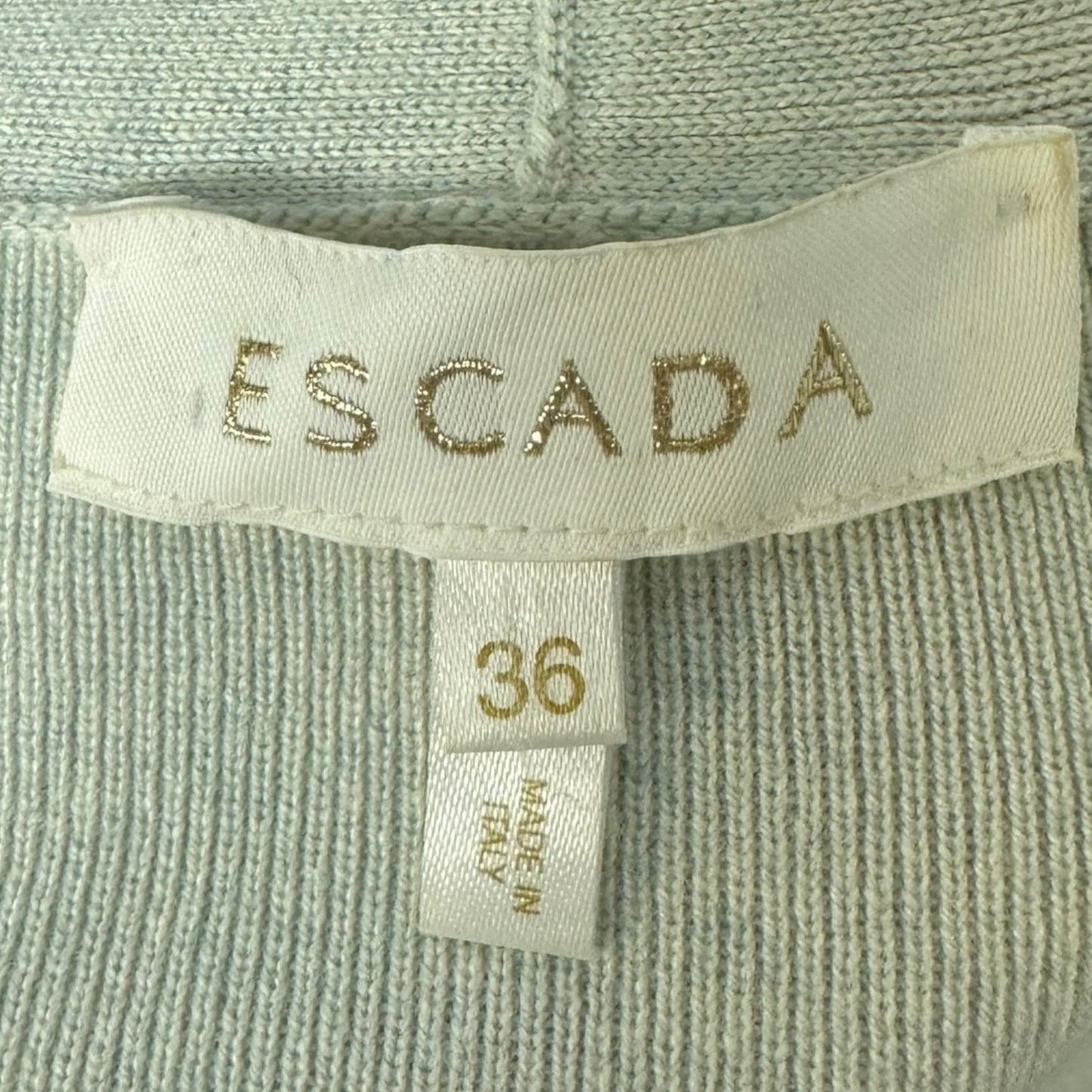 Belted Cardigan Sweater Designer By Escada In Aqua, Size: S