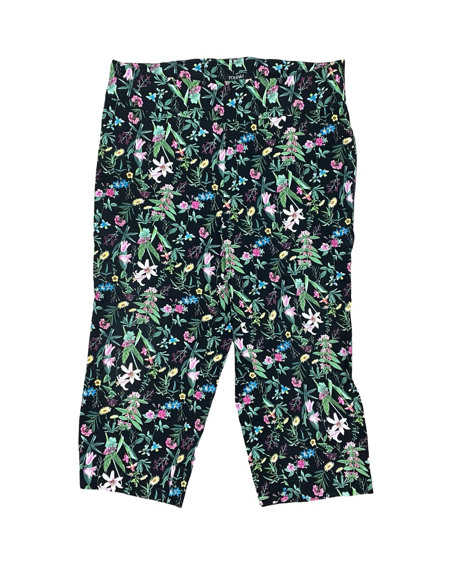 Pants Cropped By Roz And Ali In Black & Pink, Size:18