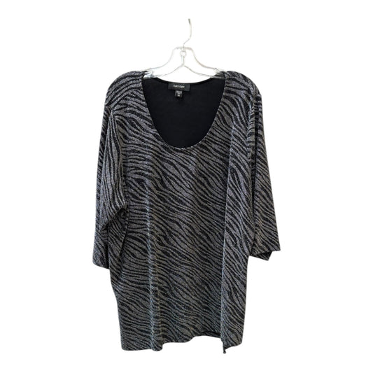 Tunic 3/4 Sleeve By Karen Kane In Black & Silver, Size:3X