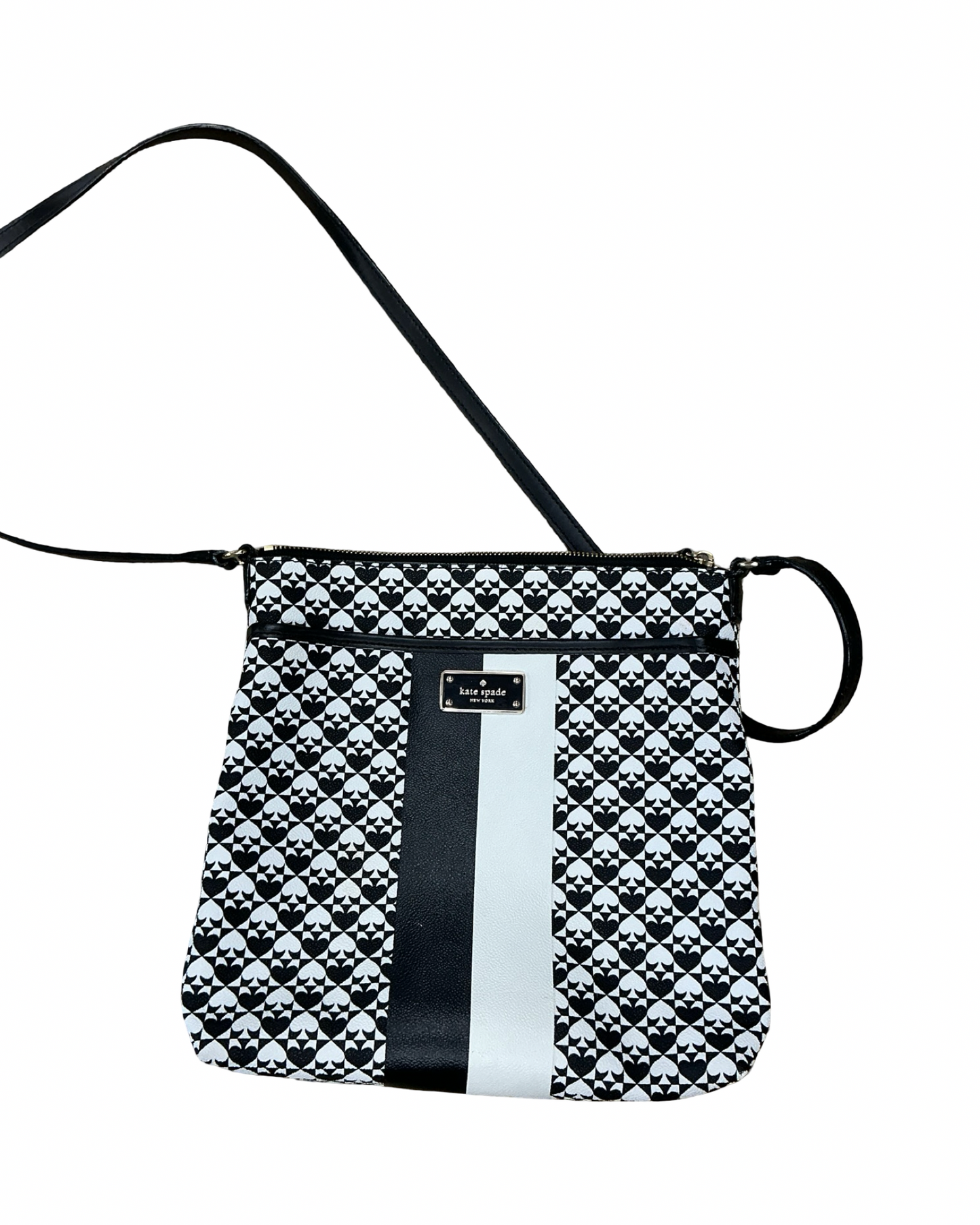 Crossbody Designer By Kate Spade In Black & White, Size:Medium
