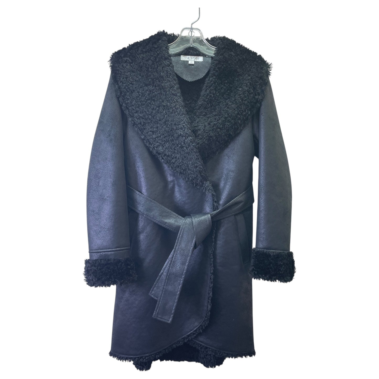Coat Faux Fur & Sherpa By Via Spiga In Black, Size:Xs