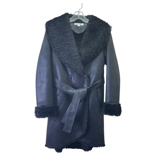 Coat Faux Fur & Sherpa By Via Spiga In Black, Size:Xs