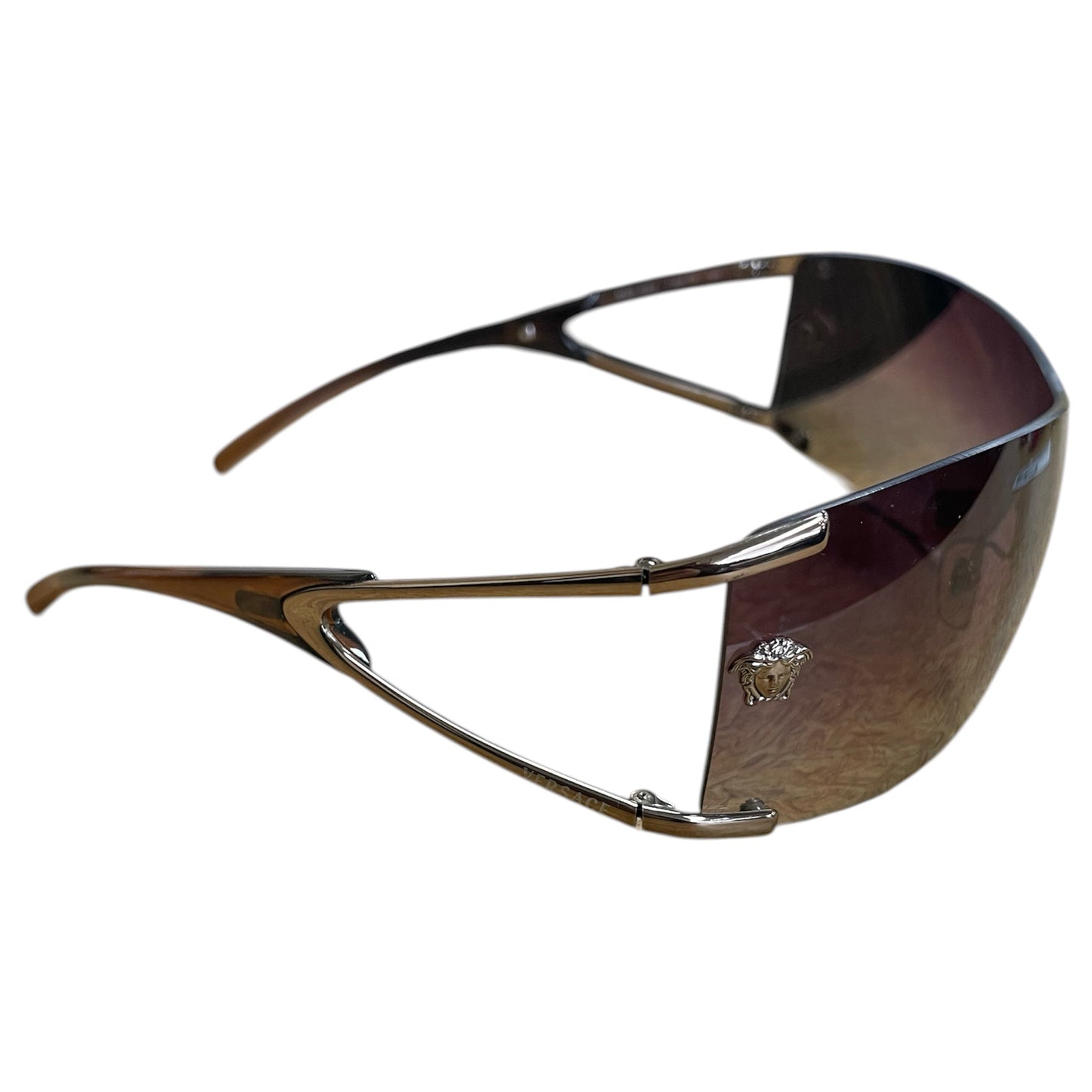Sunglasses Luxury Designer By Versace In Brown & Gold