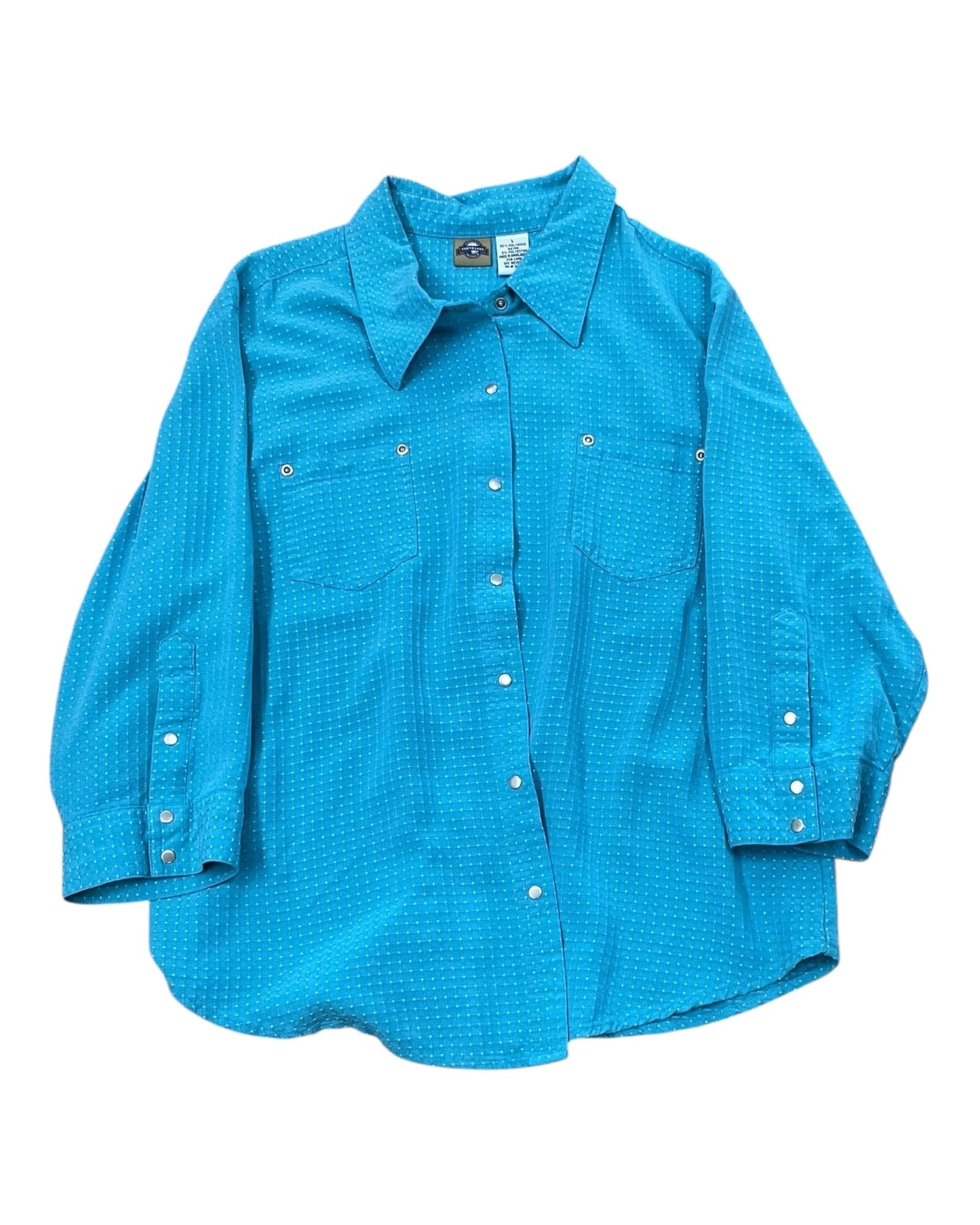 Blouse 3/4 Sleeve By Clothes Mentor In Teal, Size:L