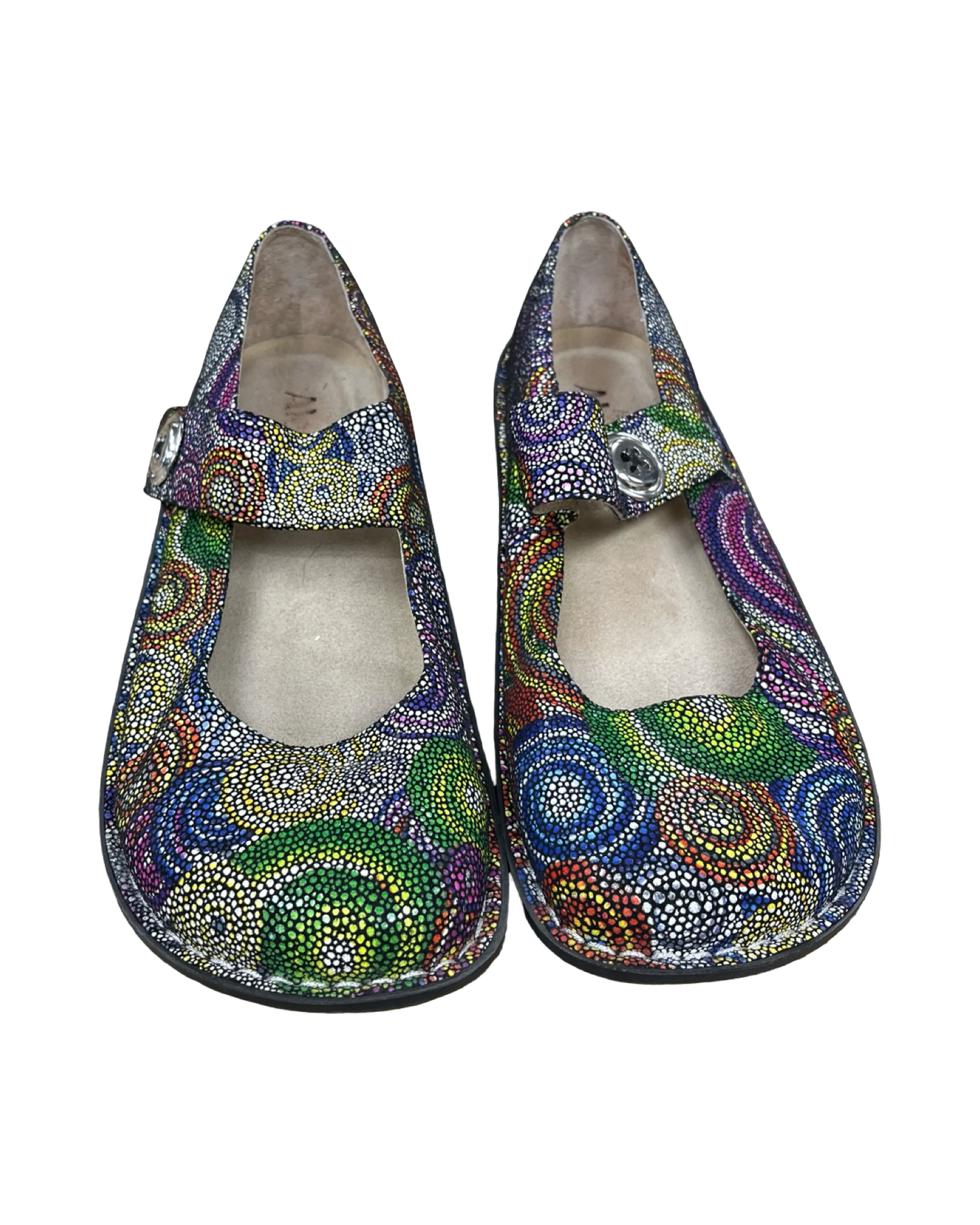 Shoes Heels Platform By Alegria In Rainbow Print, Size:11.5