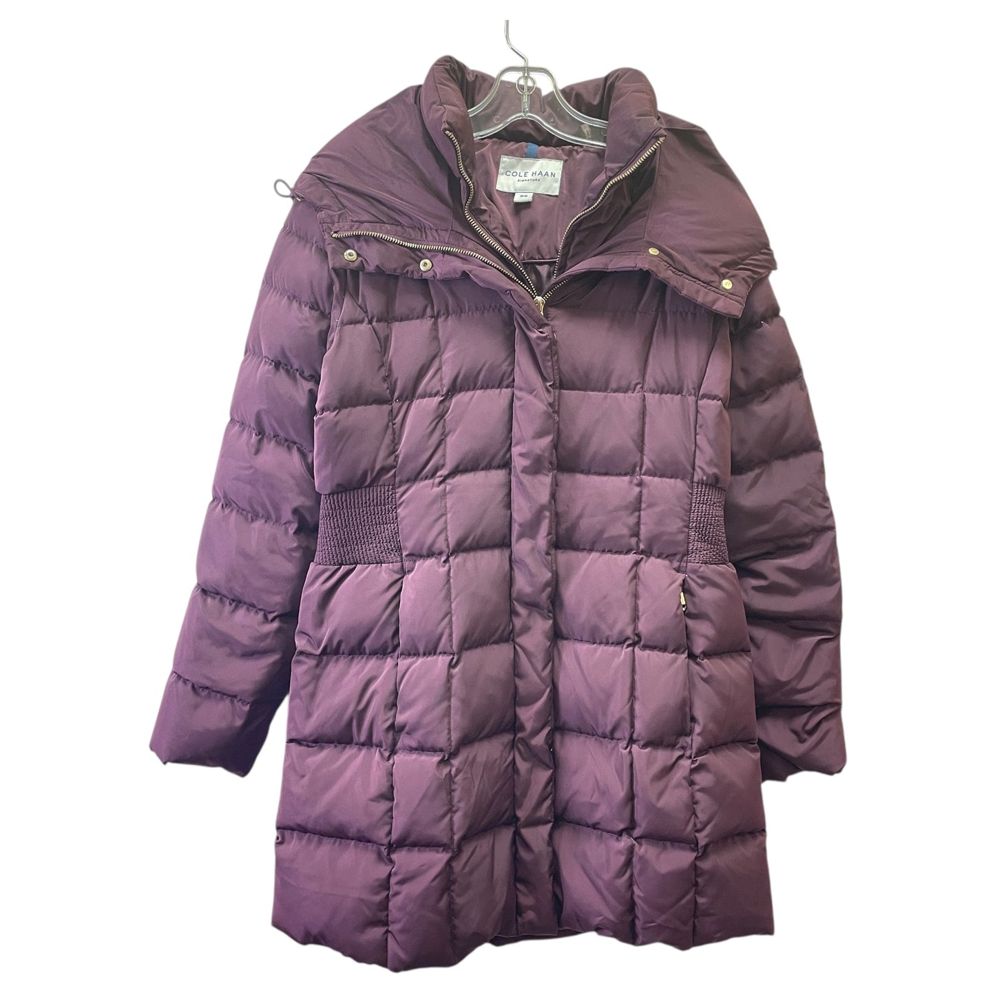 Coat Puffer & Quilted By Cole-Haan In Maroon, Size:M