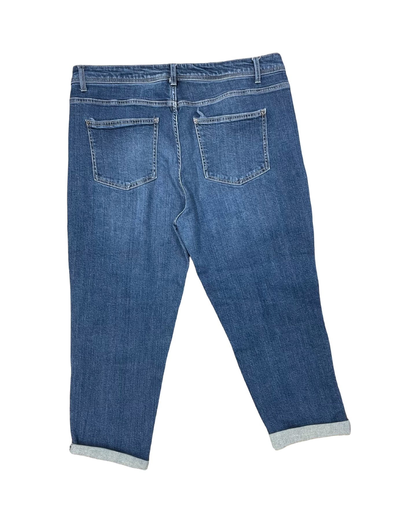 Jeans Cropped By Terra & Sky In Blue Denim, Size:16