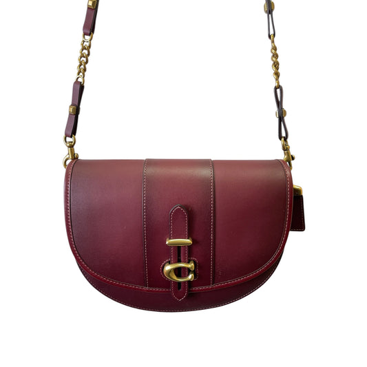 Crossbody Designer By Coach In Maroon, Size:Medium