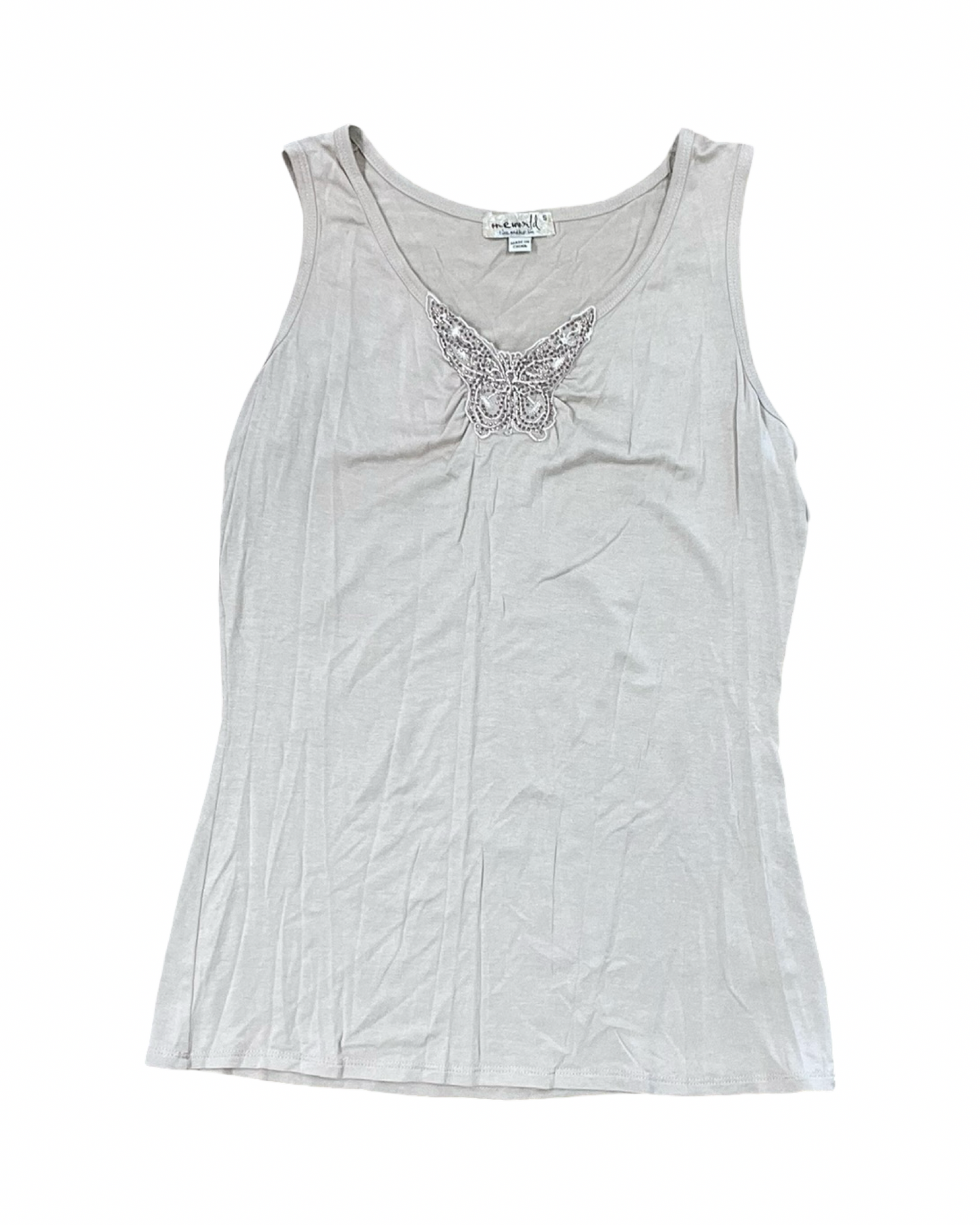 Top Sleeveless By One World In Tan, Size:S
