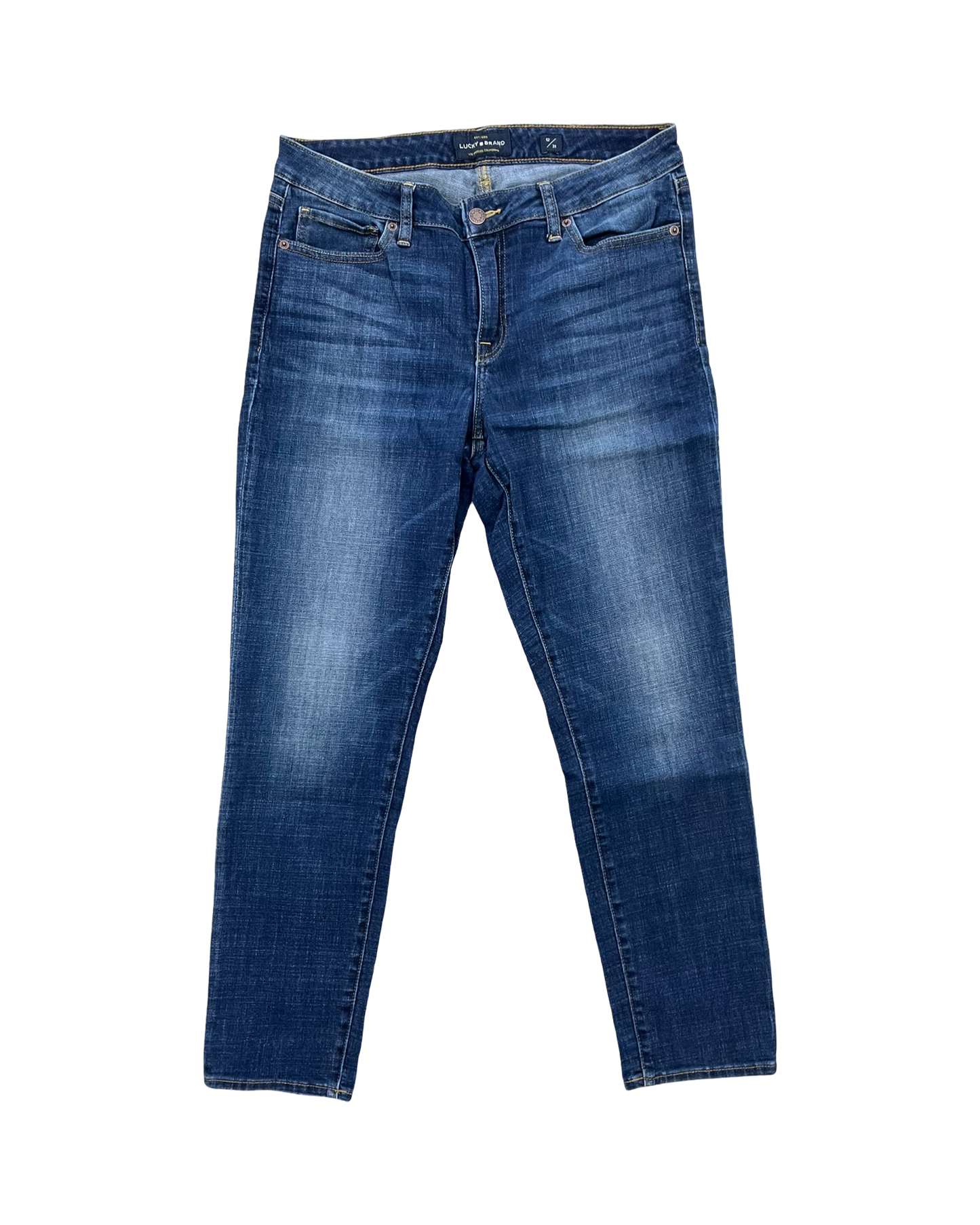 Jeans Straight By Lucky Brand In Blue Denim, Size:12