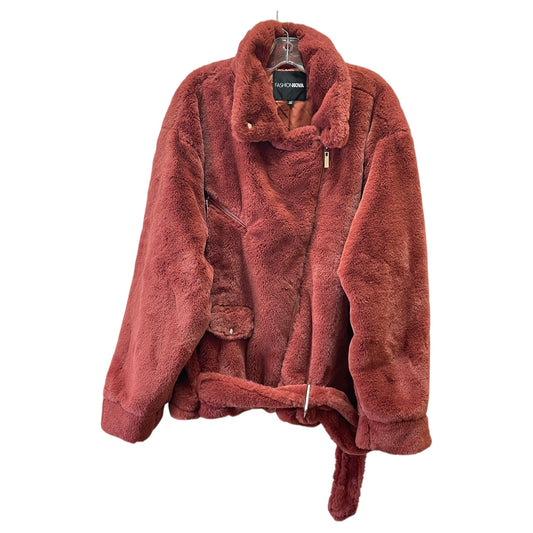 Coat Faux Fur & Sherpa By Fashion Nova In Orange, Size:3X