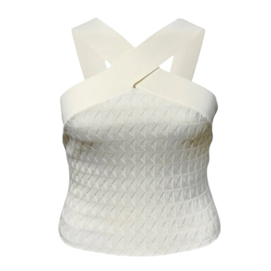 Prana Knit Top Sleeveless By Tara Jarmon In Ecru, Size: M (estimated)